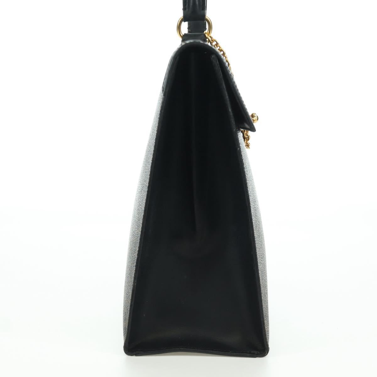 CELINE Macadam Canvas Hand Bag PVC Leather Black Gold Auth BAZ800V