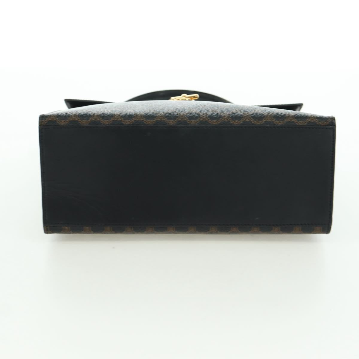 CELINE Macadam Canvas Hand Bag PVC Leather Black Gold Auth BAZ800V