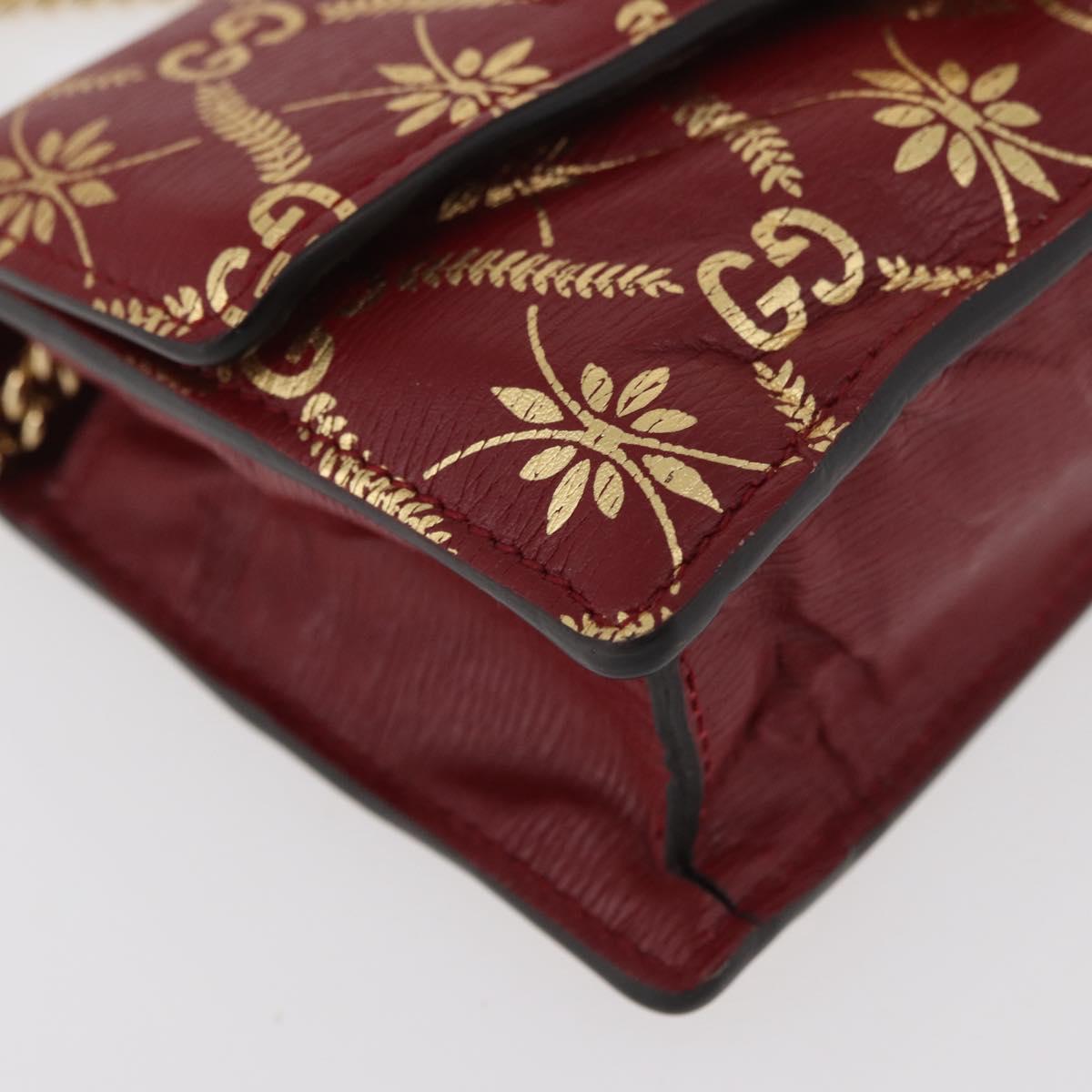 GUCCI GG Canvas Sylvie Sherry Line Chain Bag Leather Red 494646 Auth BAZ806A