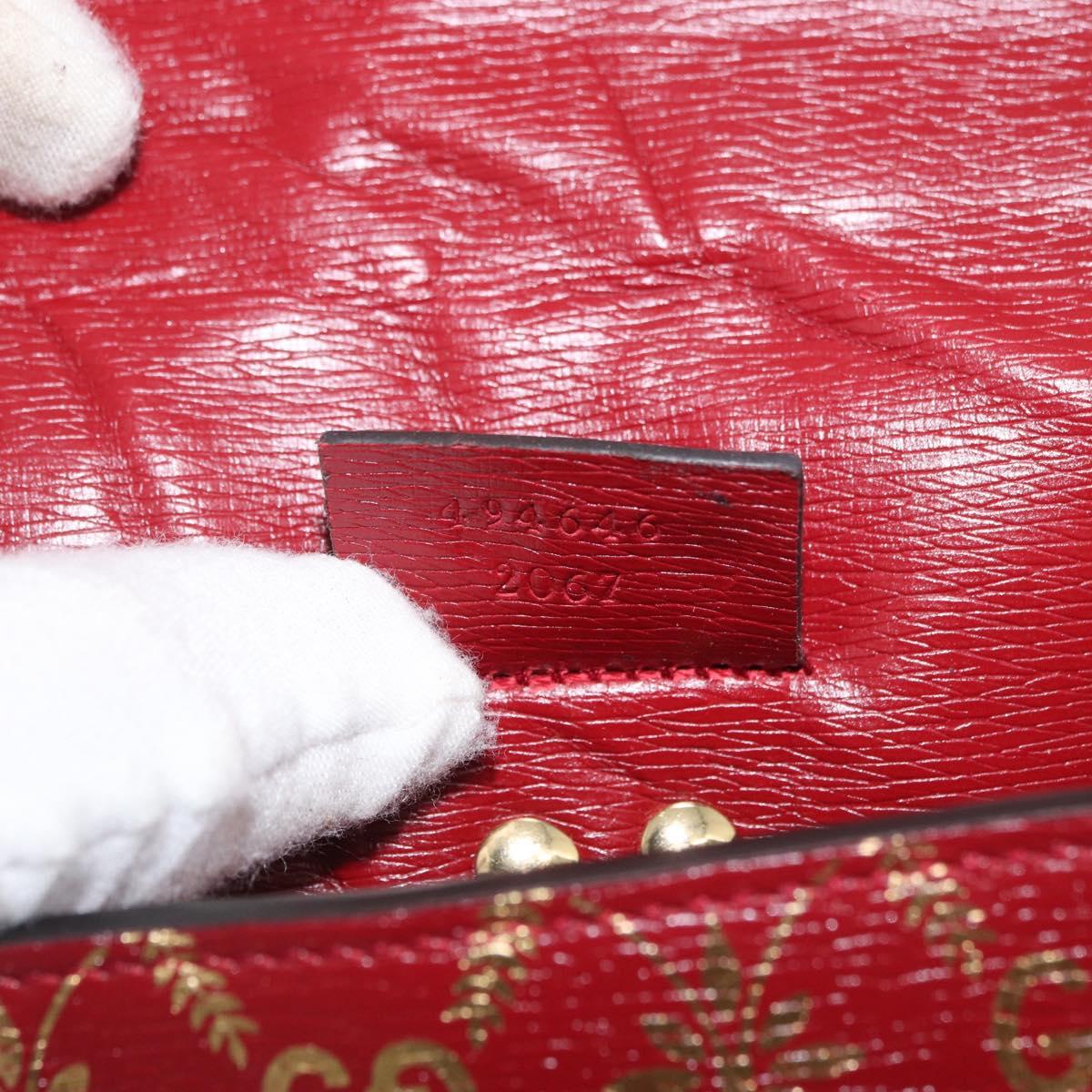 GUCCI GG Canvas Sylvie Sherry Line Chain Bag Leather Red 494646 Auth BAZ806A