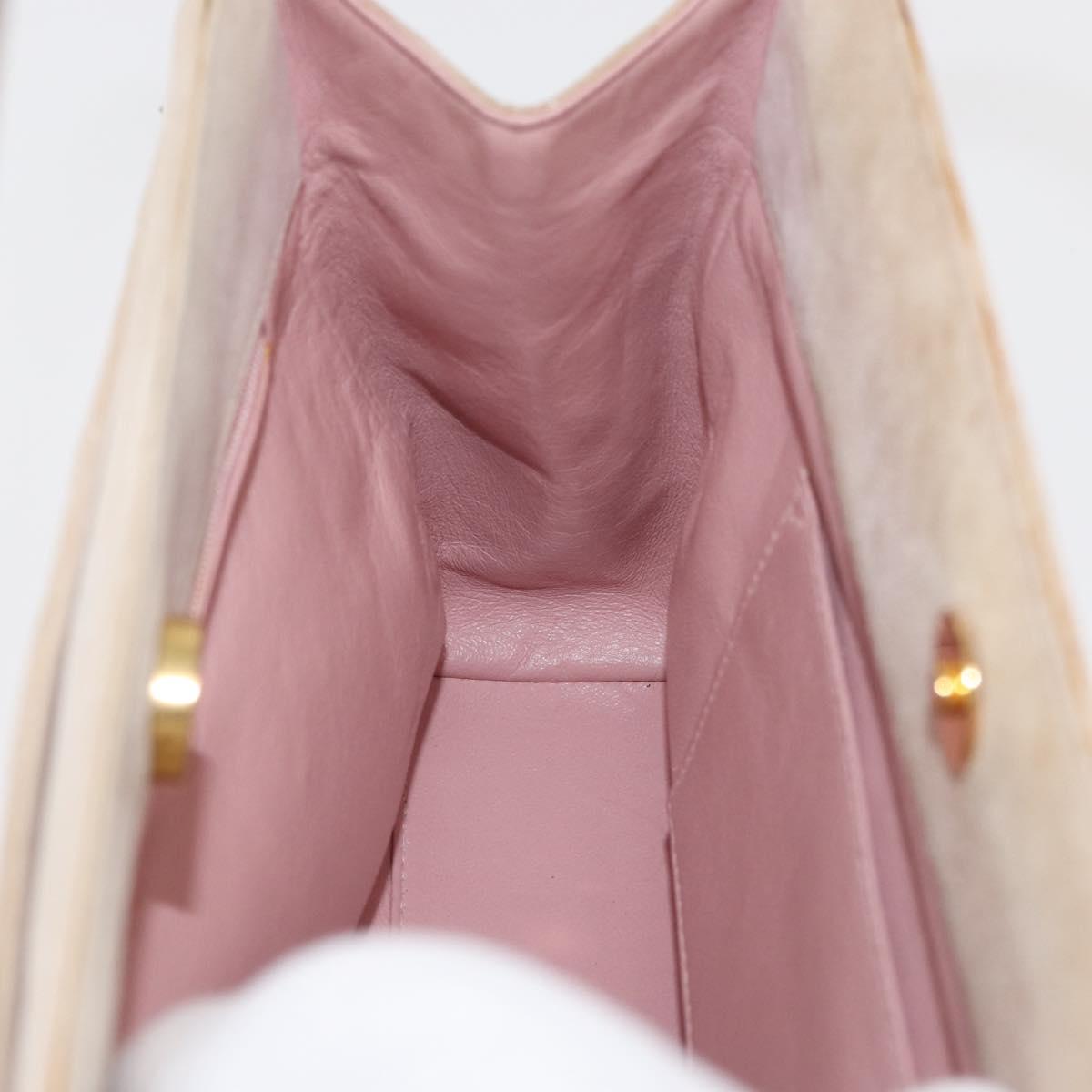 CHANEL Hand Bag Suede Pink Gold CC Auth BAZ810A