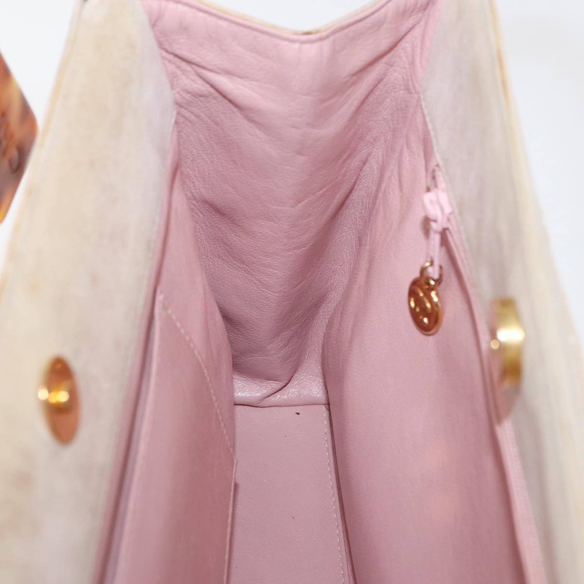 CHANEL Hand Bag Suede Pink Gold CC Auth BAZ810A