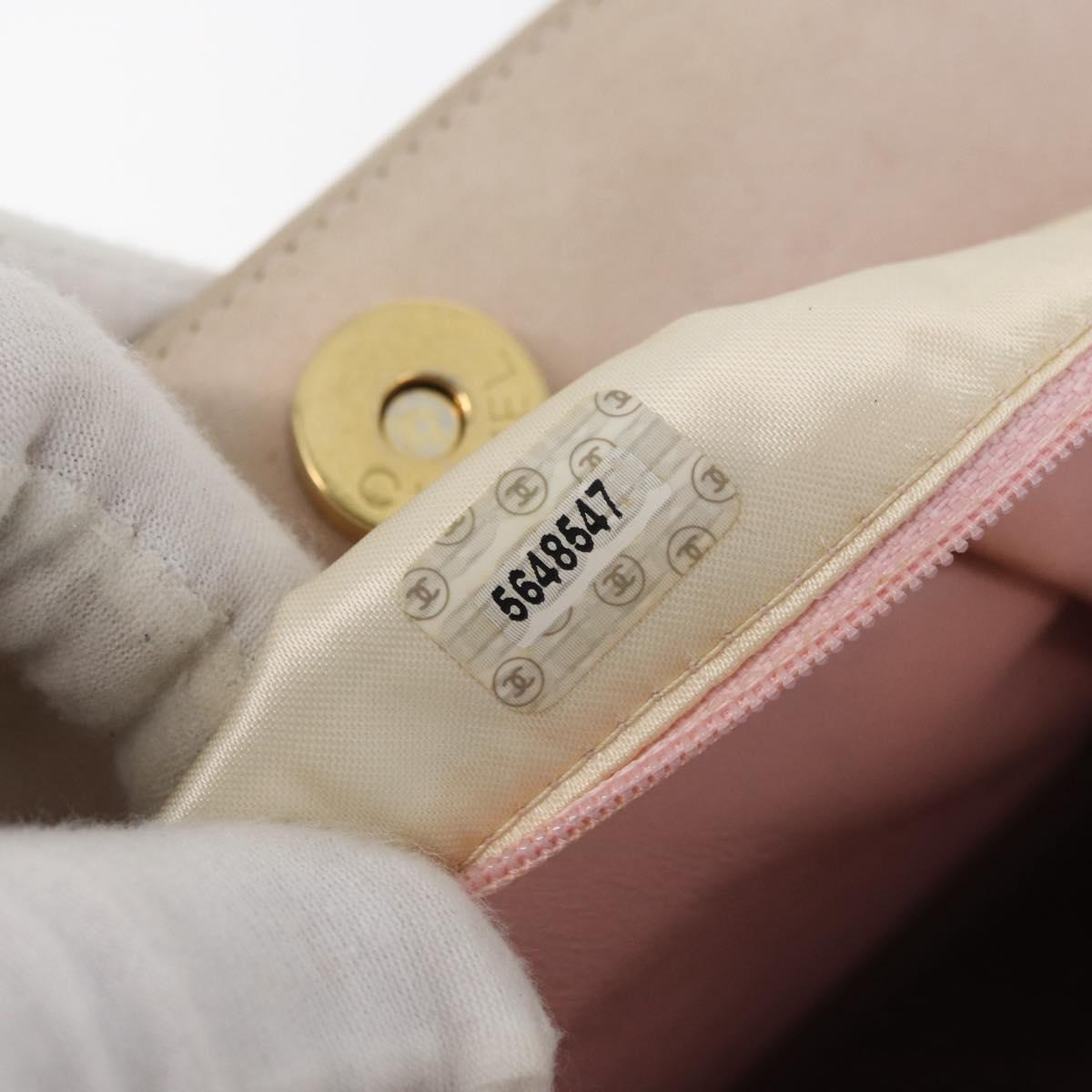 CHANEL Hand Bag Suede Pink Gold CC Auth BAZ810A
