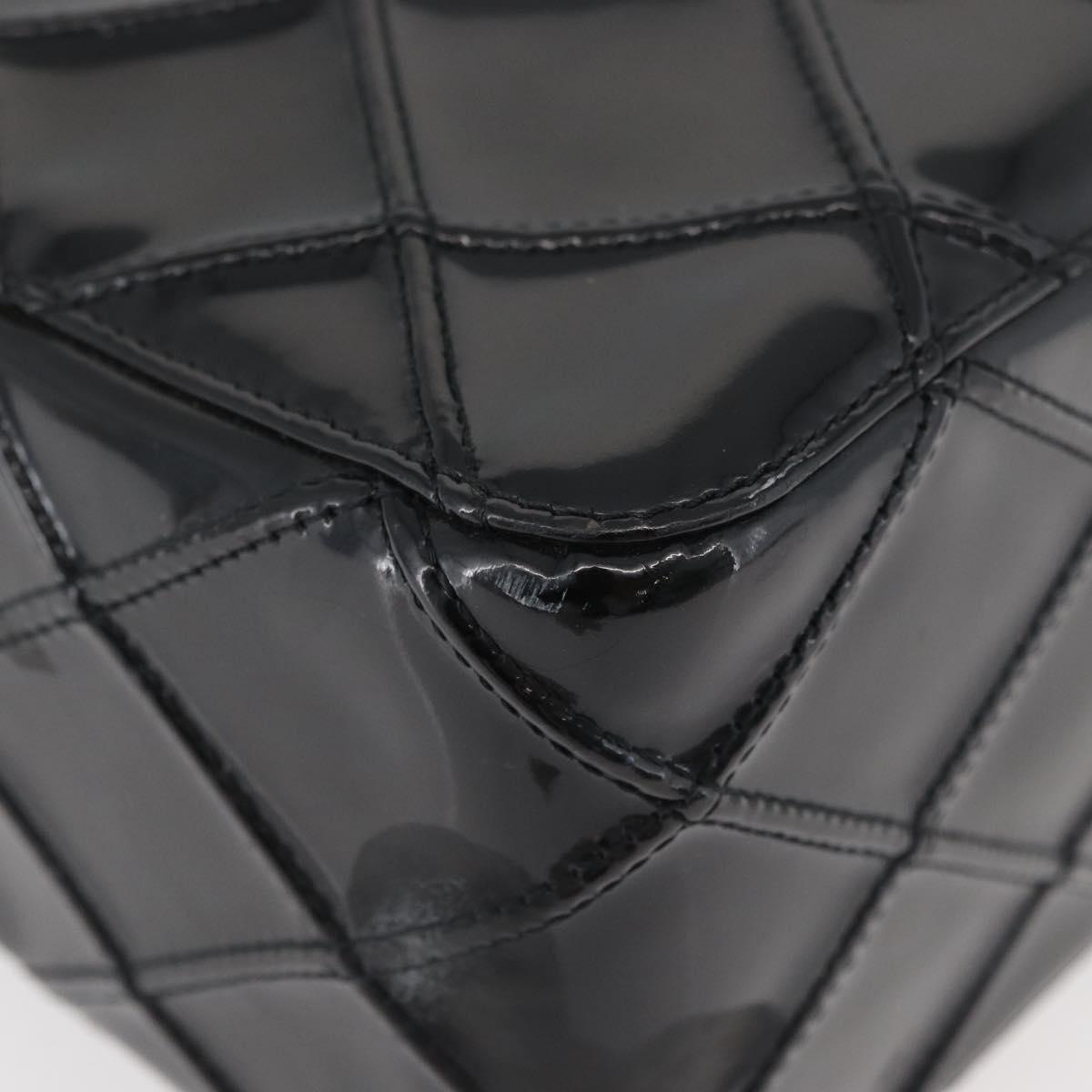 CHANEL Bicolore Shoulder Bag Patent leather Black Silver CC Auth BAZ811A