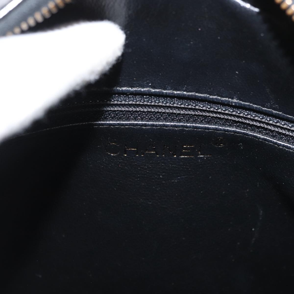 CHANEL Bicolore Shoulder Bag Patent leather Black Silver CC Auth BAZ811A