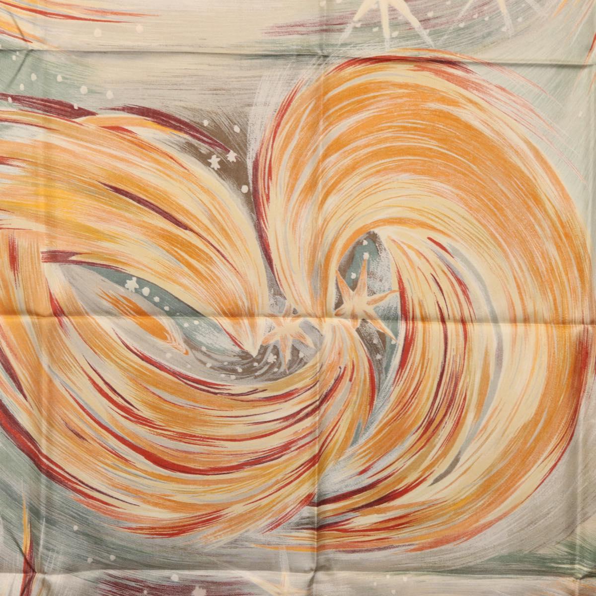 HERMES Carre 90 Scarf ""Feux du Ciel"" Silk Orange Auth BAZ823V