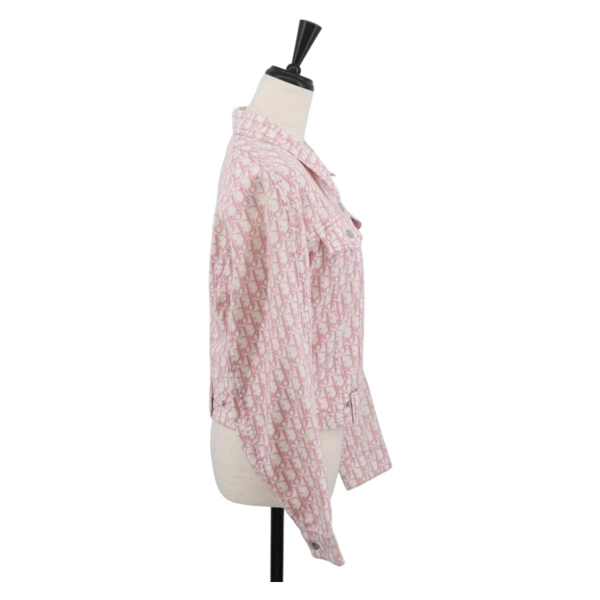 Christian Dior Trotter Canvas Jacket Pink Auth BAZ825SAM