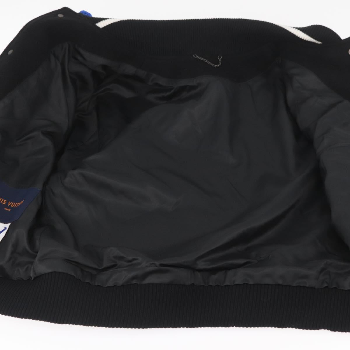 LOUIS VUITTON Puppet Baseball Jacket Wool Black 1A8PML LV Auth BAZ826SM