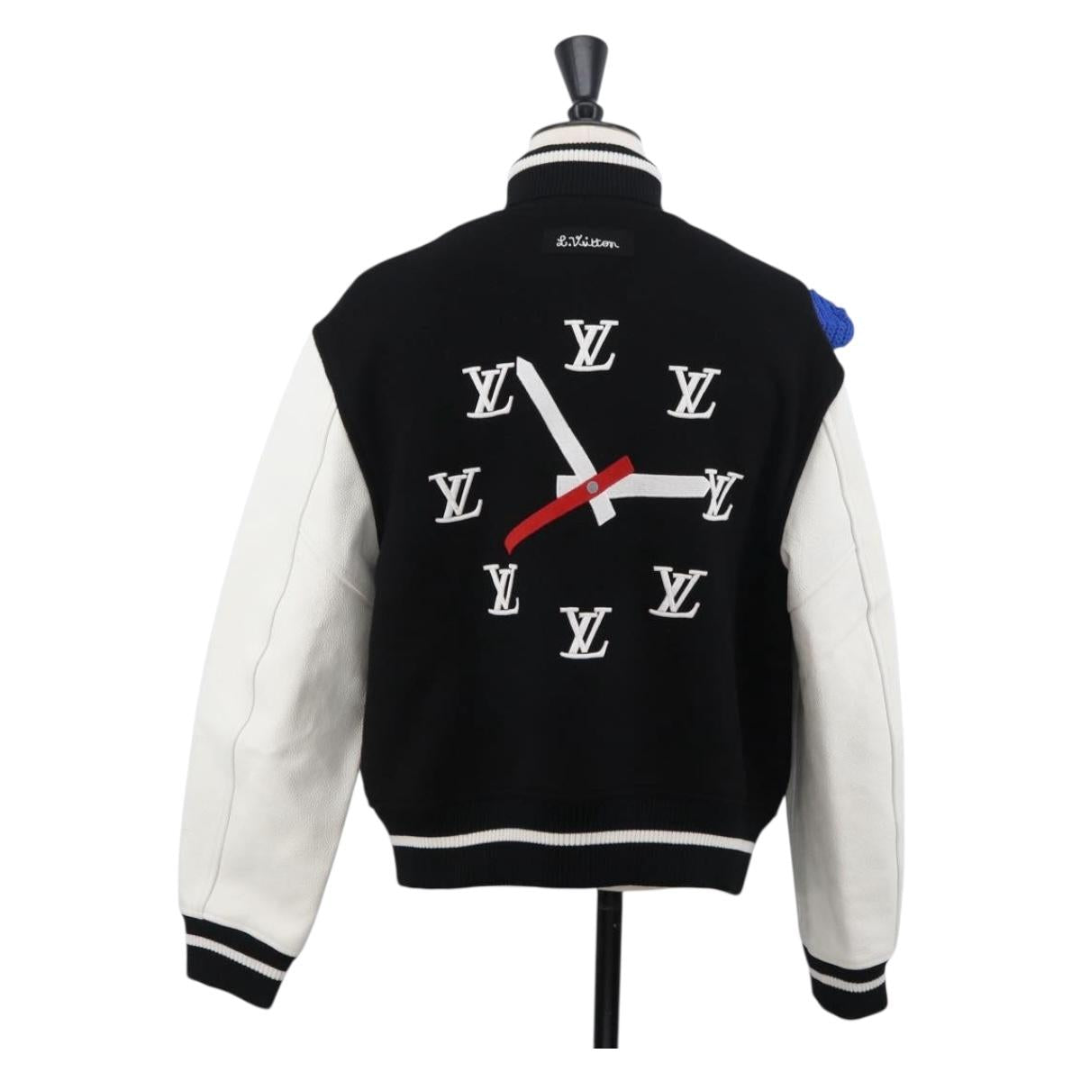 LOUIS VUITTON Puppet Baseball Jacket Wool Black 1A8PML LV Auth BAZ826SM