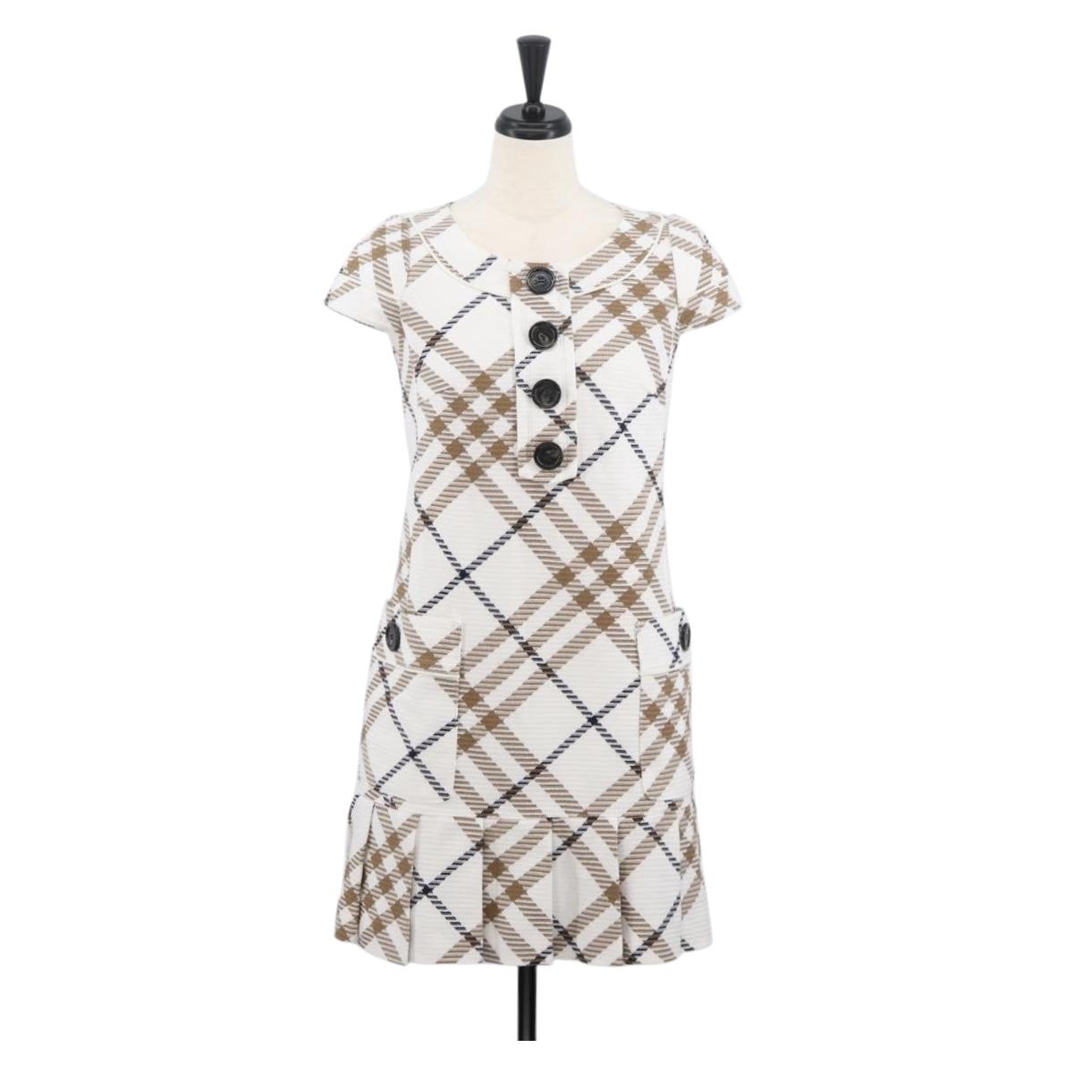 BURBERRY Nova Check Sleeveless Dress Shirt Cotton White Auth BAZ832A