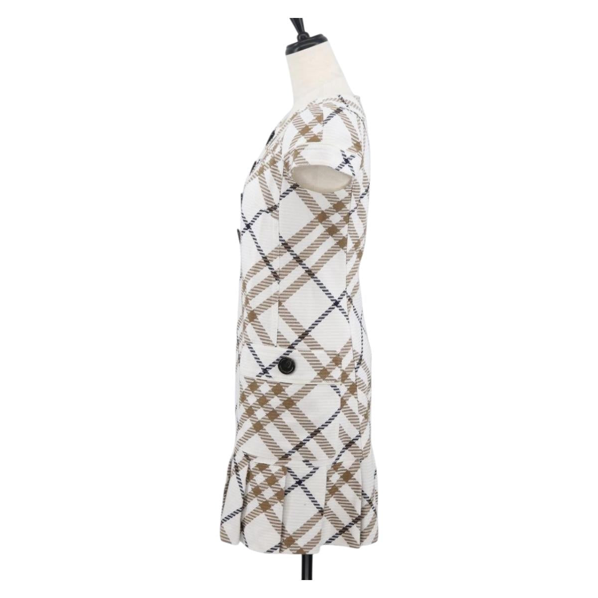 BURBERRY Nova Check Sleeveless Dress Shirt Cotton White Auth BAZ832A