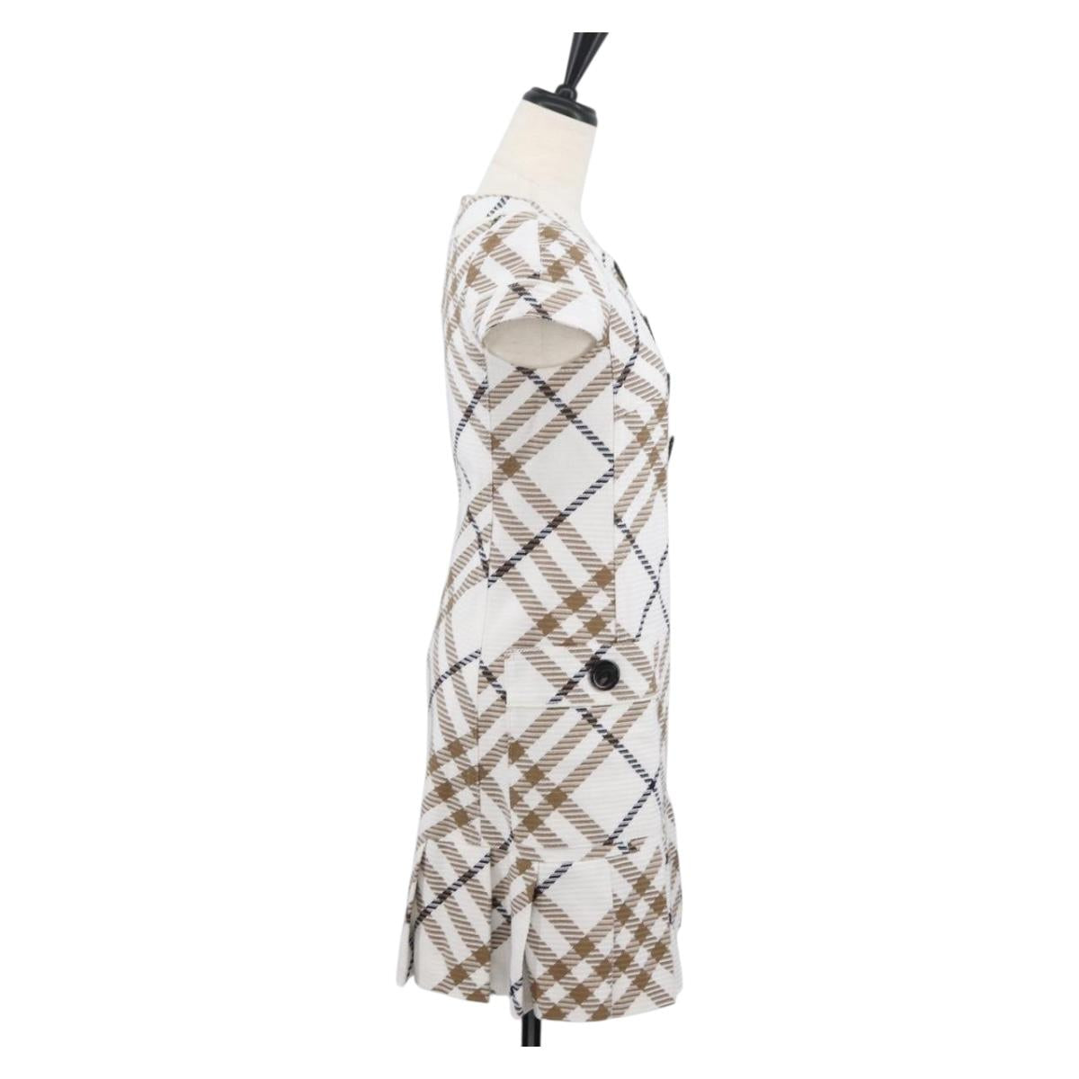 BURBERRY Nova Check Sleeveless Dress Shirt Cotton White Auth BAZ832A