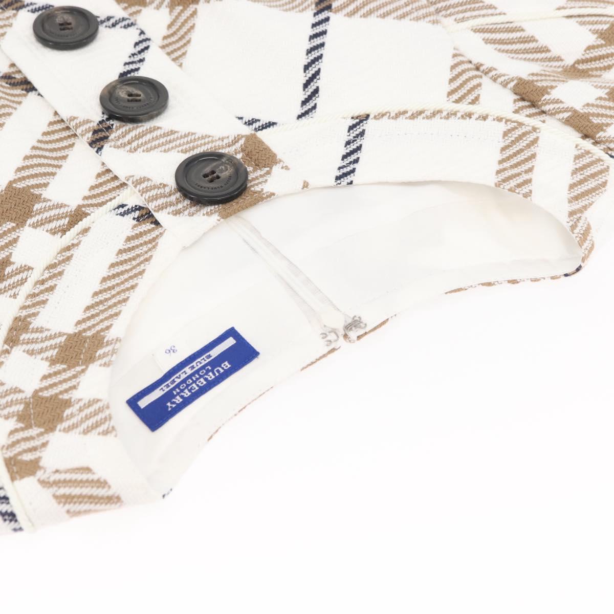 BURBERRY Nova Check Sleeveless Dress Shirt Cotton White Auth BAZ832A