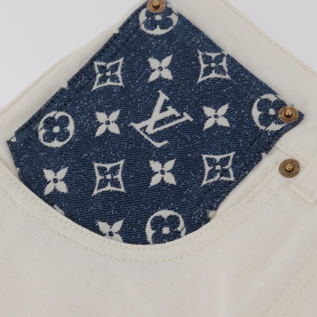 LOUIS VUITTON Monogram Denim Skirt White LV Auth BAZ834M