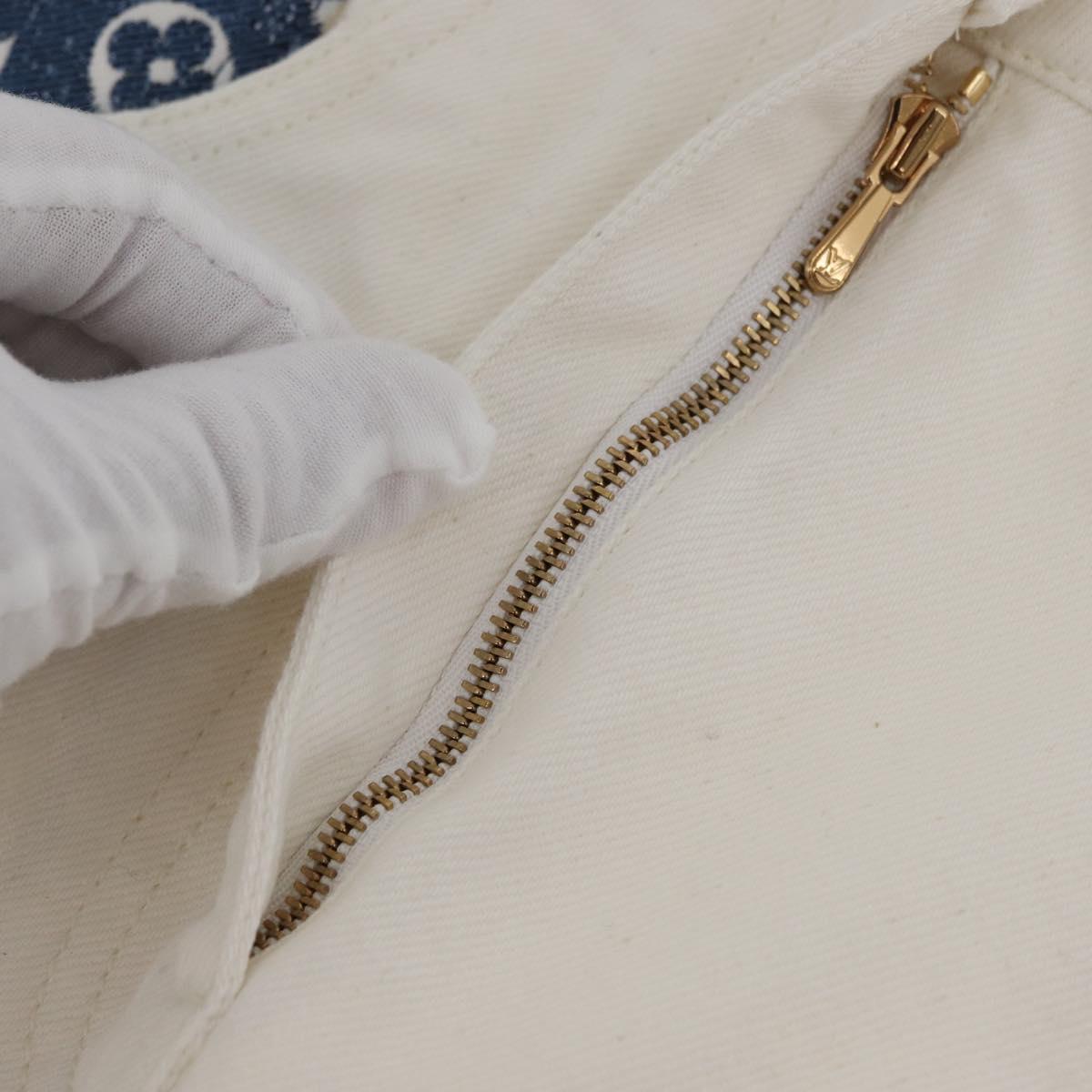 LOUIS VUITTON Monogram Denim Skirt White LV Auth BAZ834M