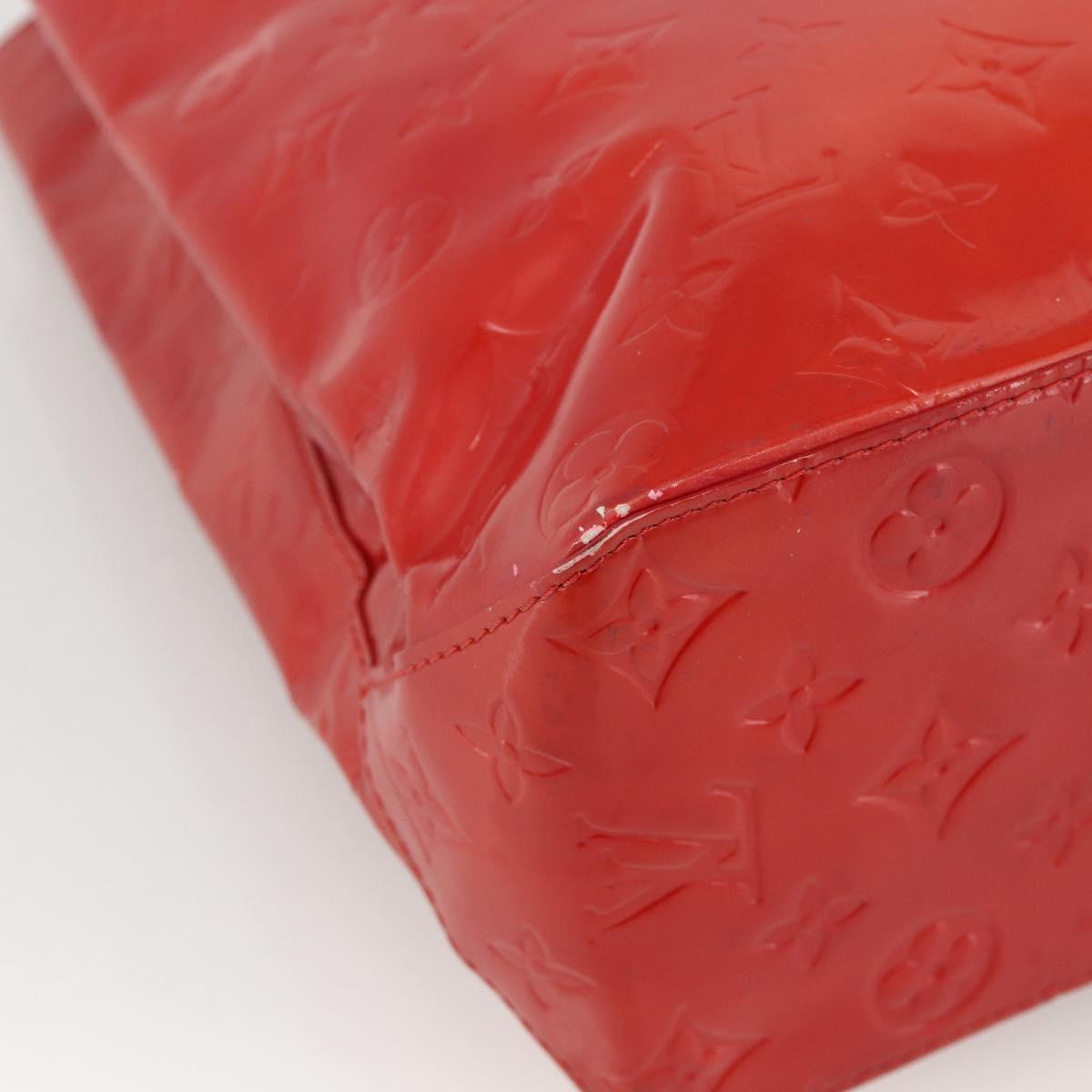 LOUIS VUITTON Monogram Vernis Reade MM Hand Bag Red Rouge M91086 LV Auth BAZ846