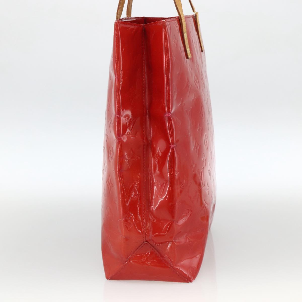 LOUIS VUITTON Monogram Vernis Reade MM Hand Bag Red Rouge M91086 LV Auth BAZ846