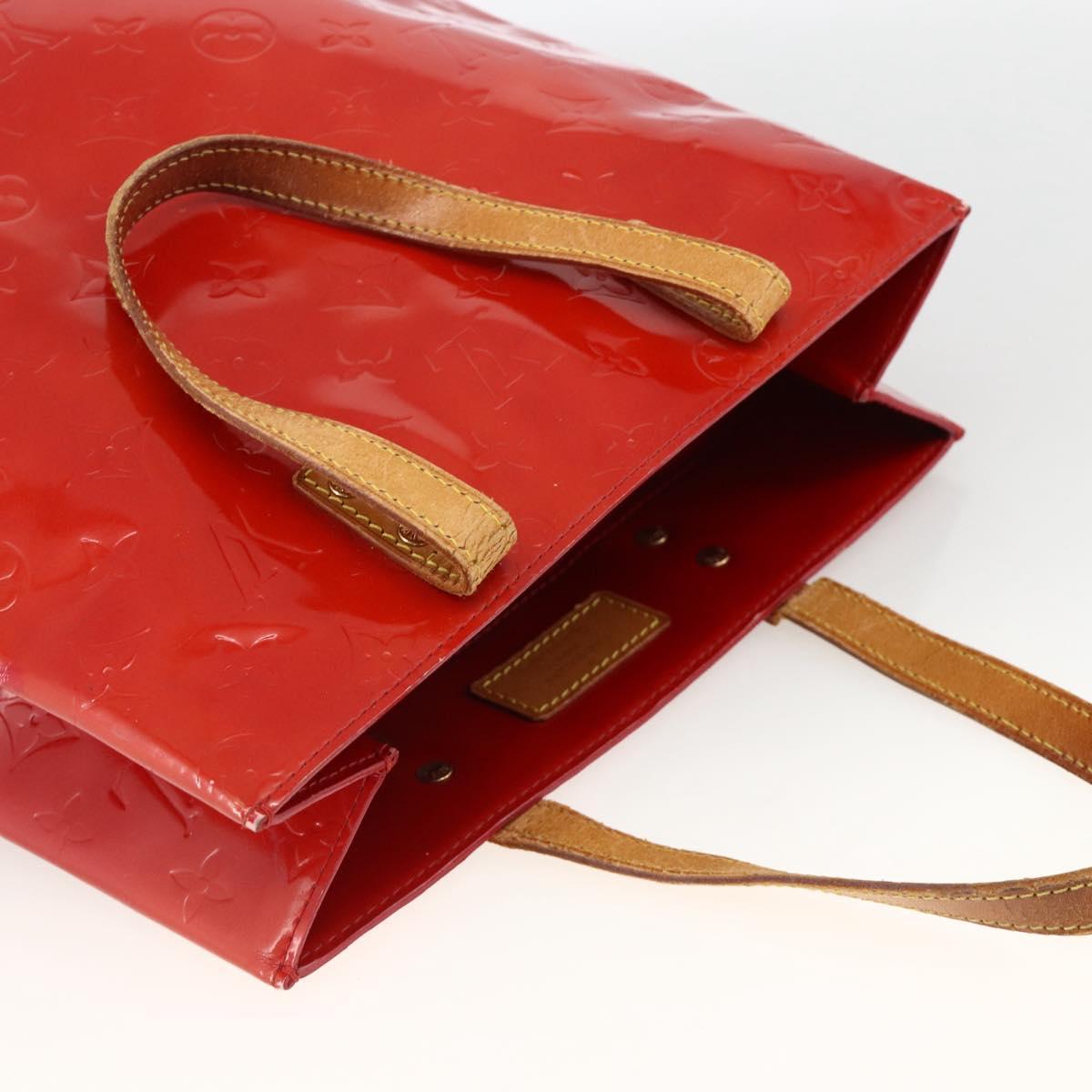 LOUIS VUITTON Monogram Vernis Reade MM Hand Bag Red Rouge M91086 LV Auth BAZ846