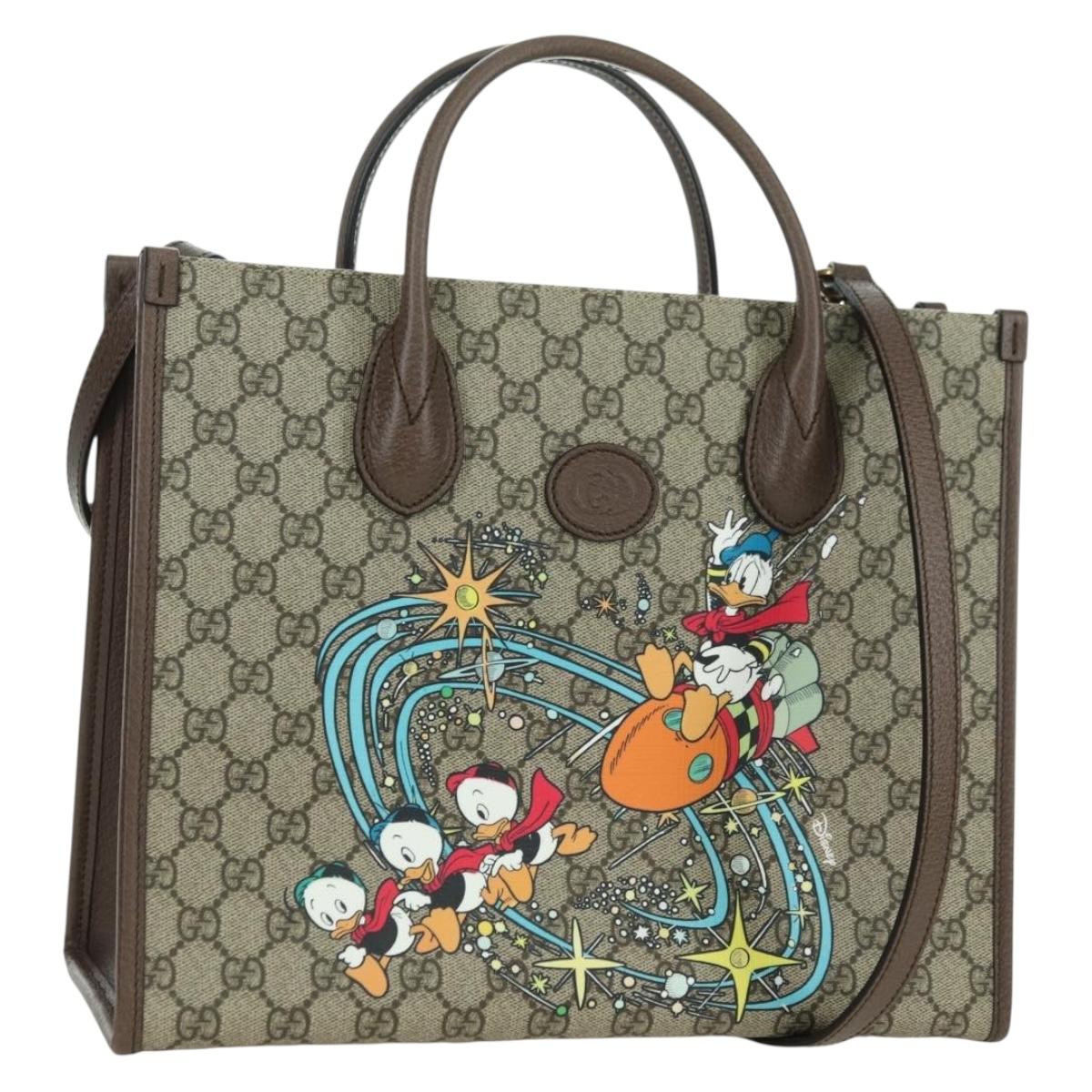 GUCCI GG Supreme Donald Disney Collaboration PVC 2way Beige 648134 Auth BAZ859SM