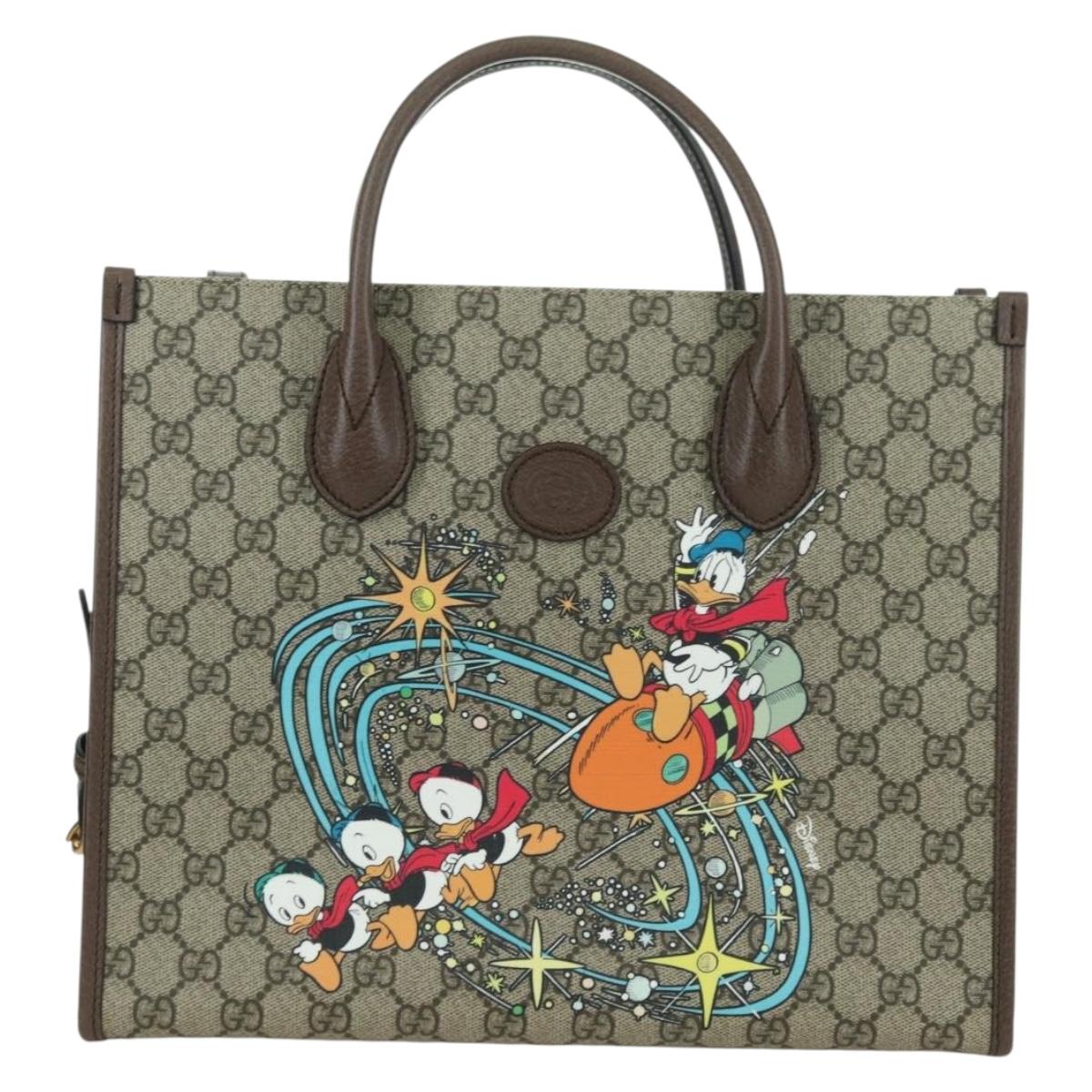 GUCCI GG Supreme Donald Disney Collaboration PVC 2way Beige 648134 Auth BAZ859SM