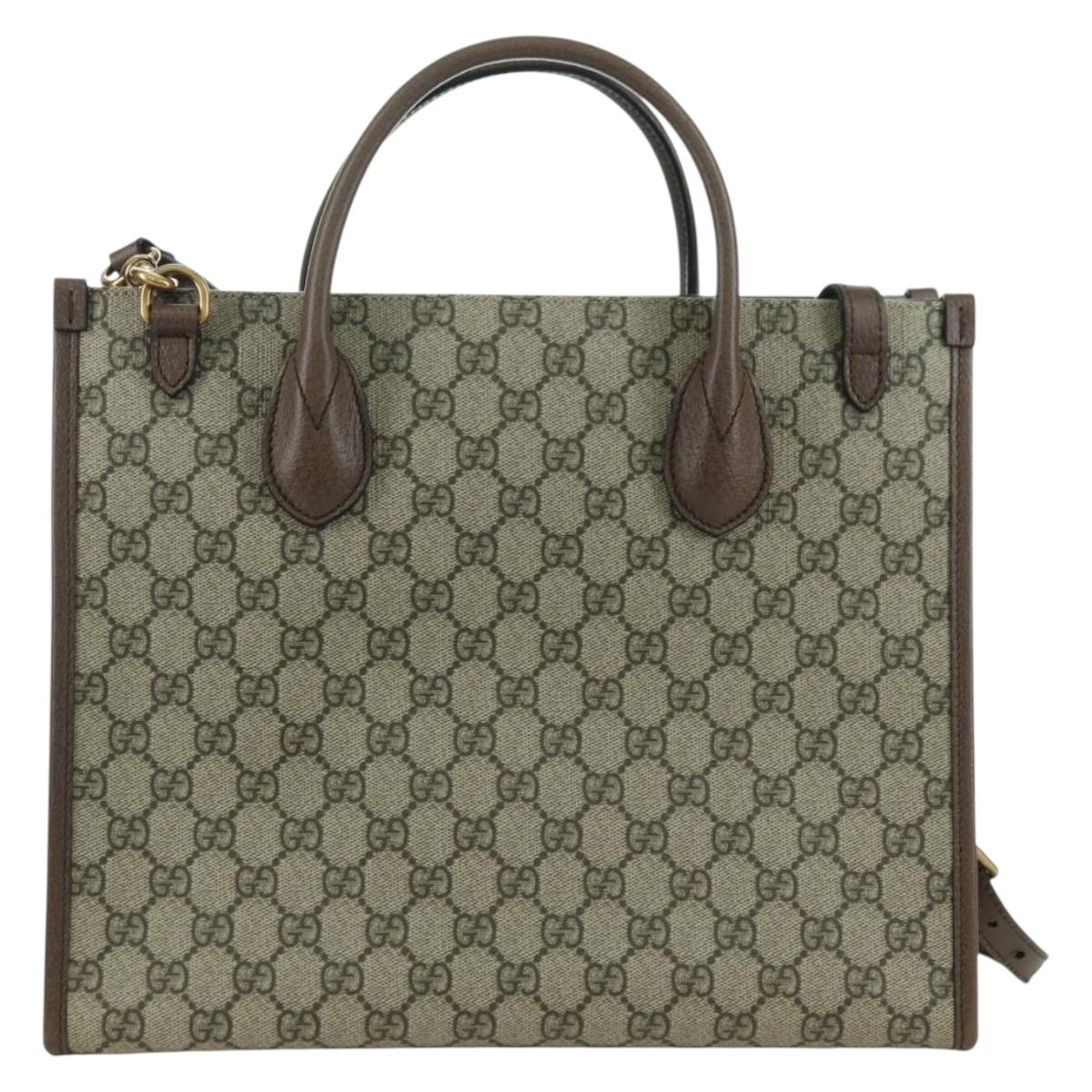 GUCCI GG Supreme Donald Disney Collaboration PVC 2way Beige 648134 Auth BAZ859SM