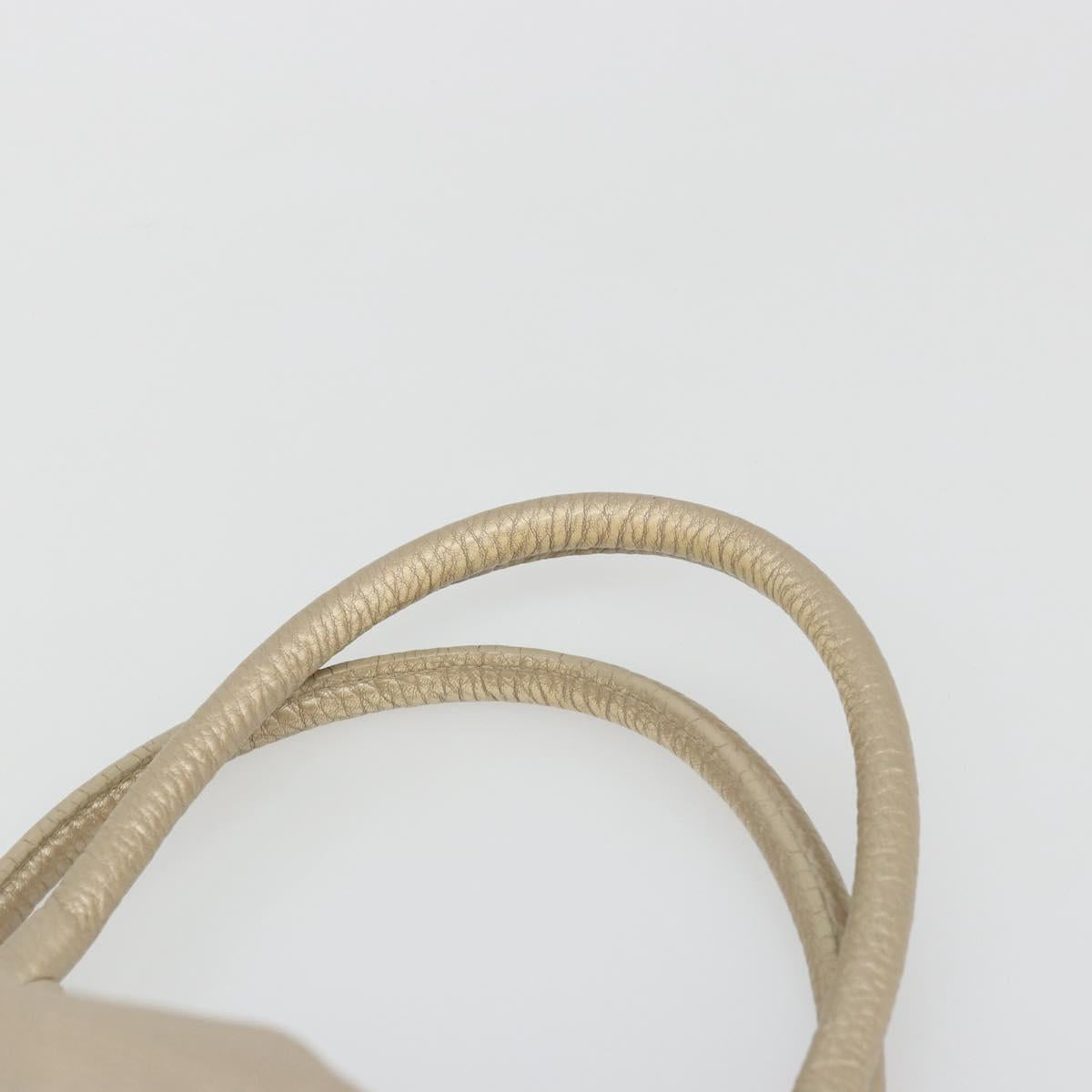 Salvatore Ferragamo Gancini Hand Bag Leather Champagne Gold Silver Auth BAZ863
