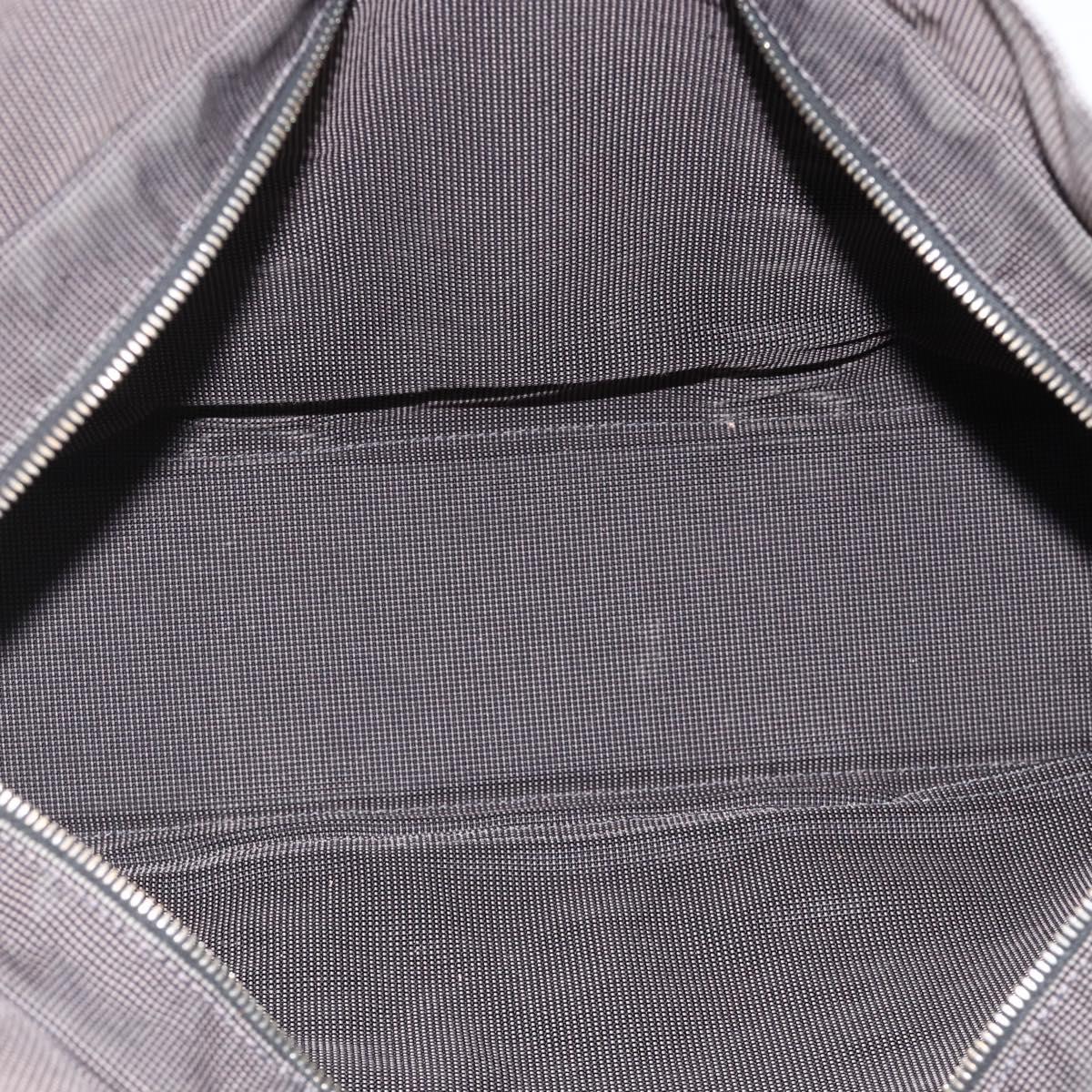 HERMES Her Line MM Hand Bag Canvas Gray Silver Auth BAZ866