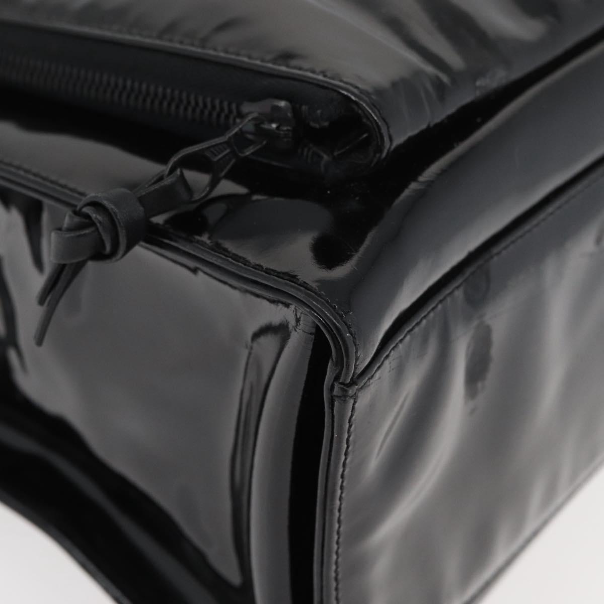 CHANEL COCO Mark Tote Bag Patent leather Black Gold CC Auth BAZ868