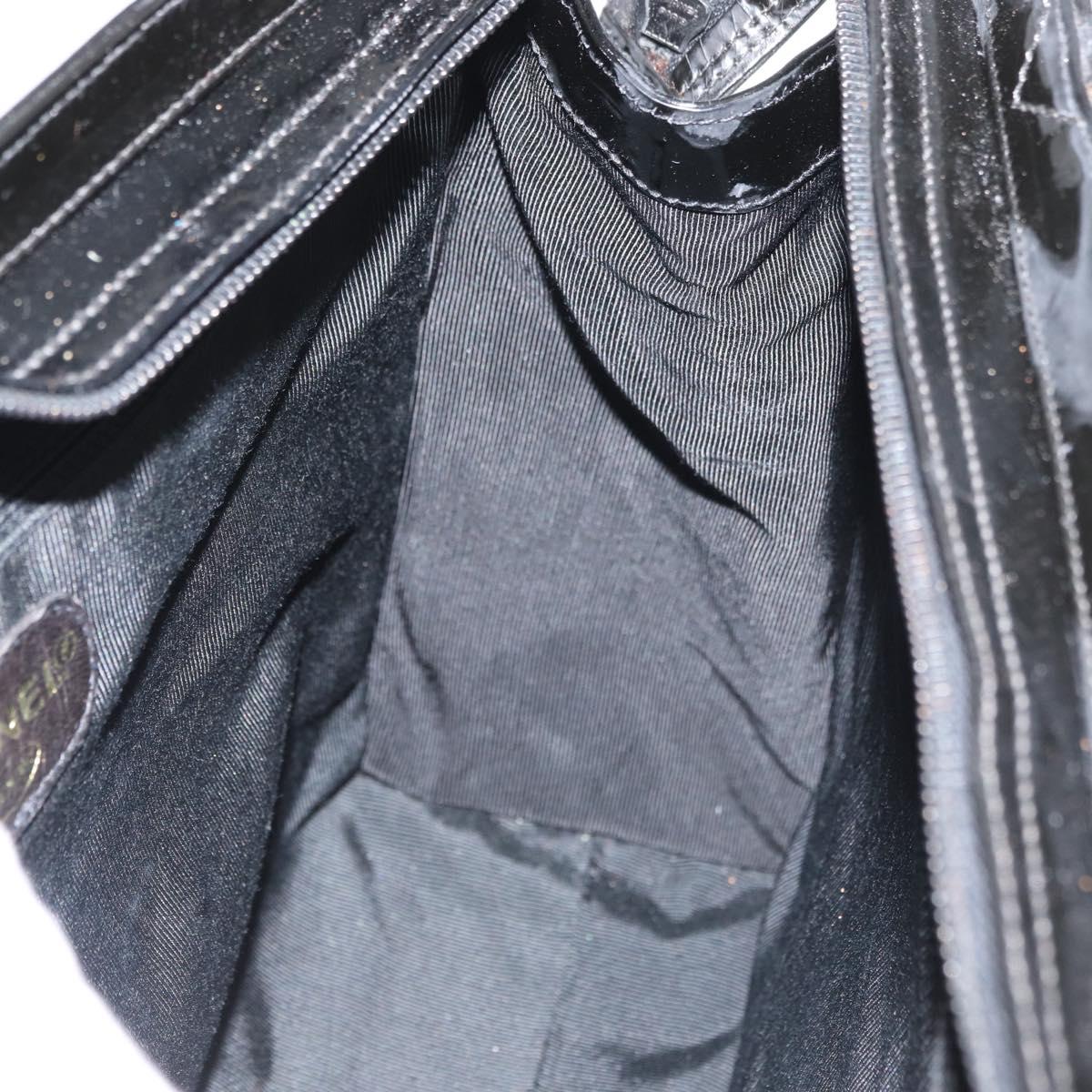 CHANEL COCO Mark Tote Bag Patent leather Black Gold CC Auth BAZ868