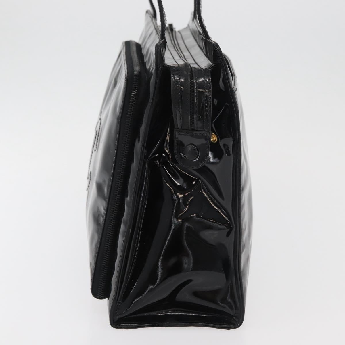 CHANEL COCO Mark Tote Bag Patent leather Black Gold CC Auth BAZ868