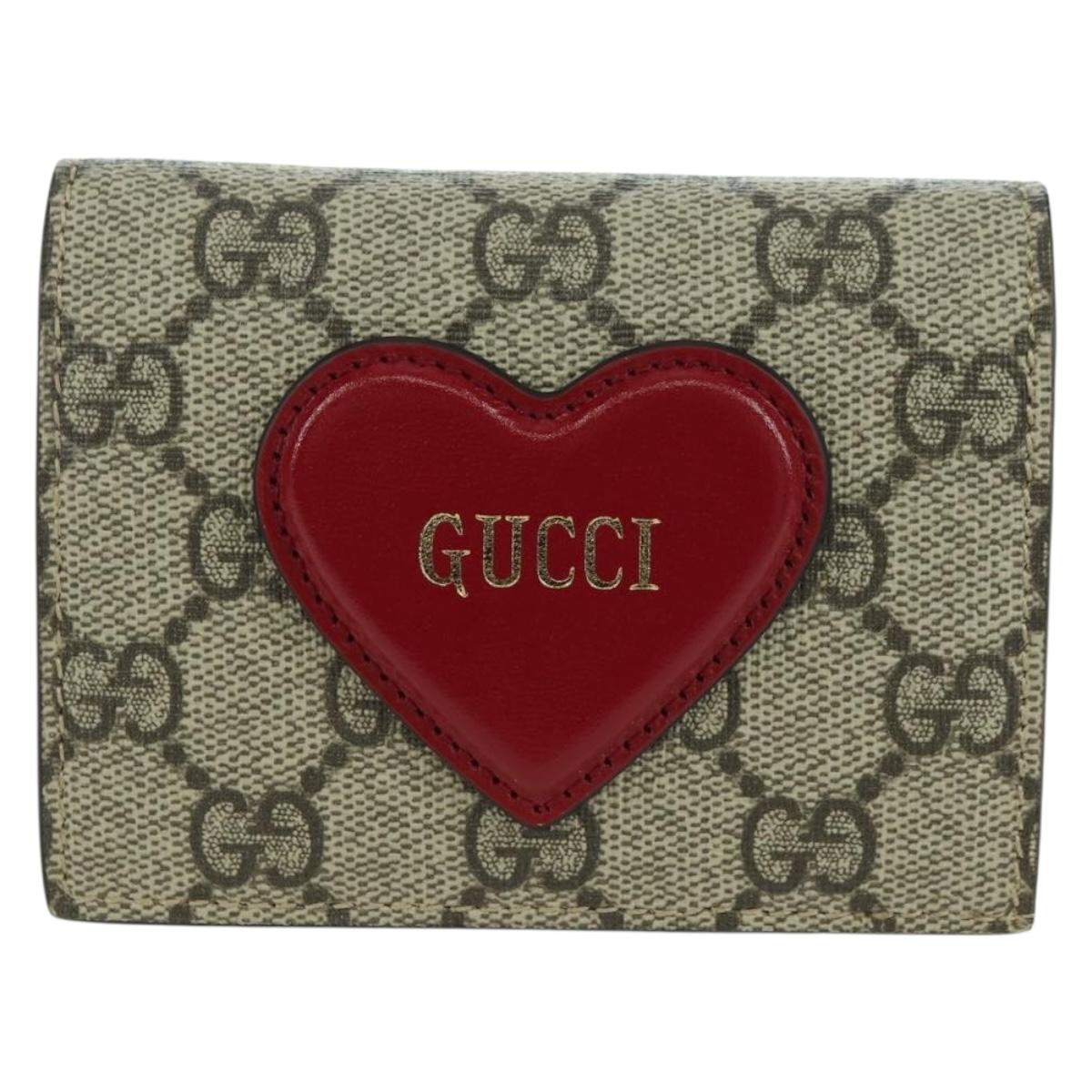 GUCCI GG Supreme Compact Wallet PVC Beige 648848 Auth BAZ873M