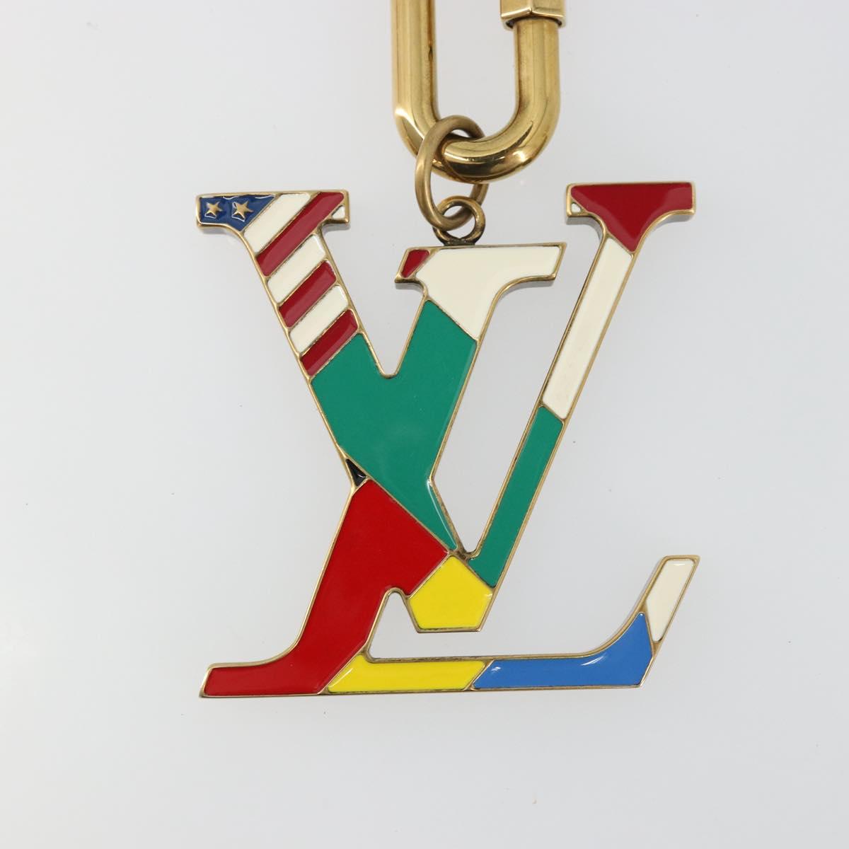 LOUIS VUITTON Bijoux Sac LV Flag Key Holder metal Gold Tone MP2484 Auth BAZ874A