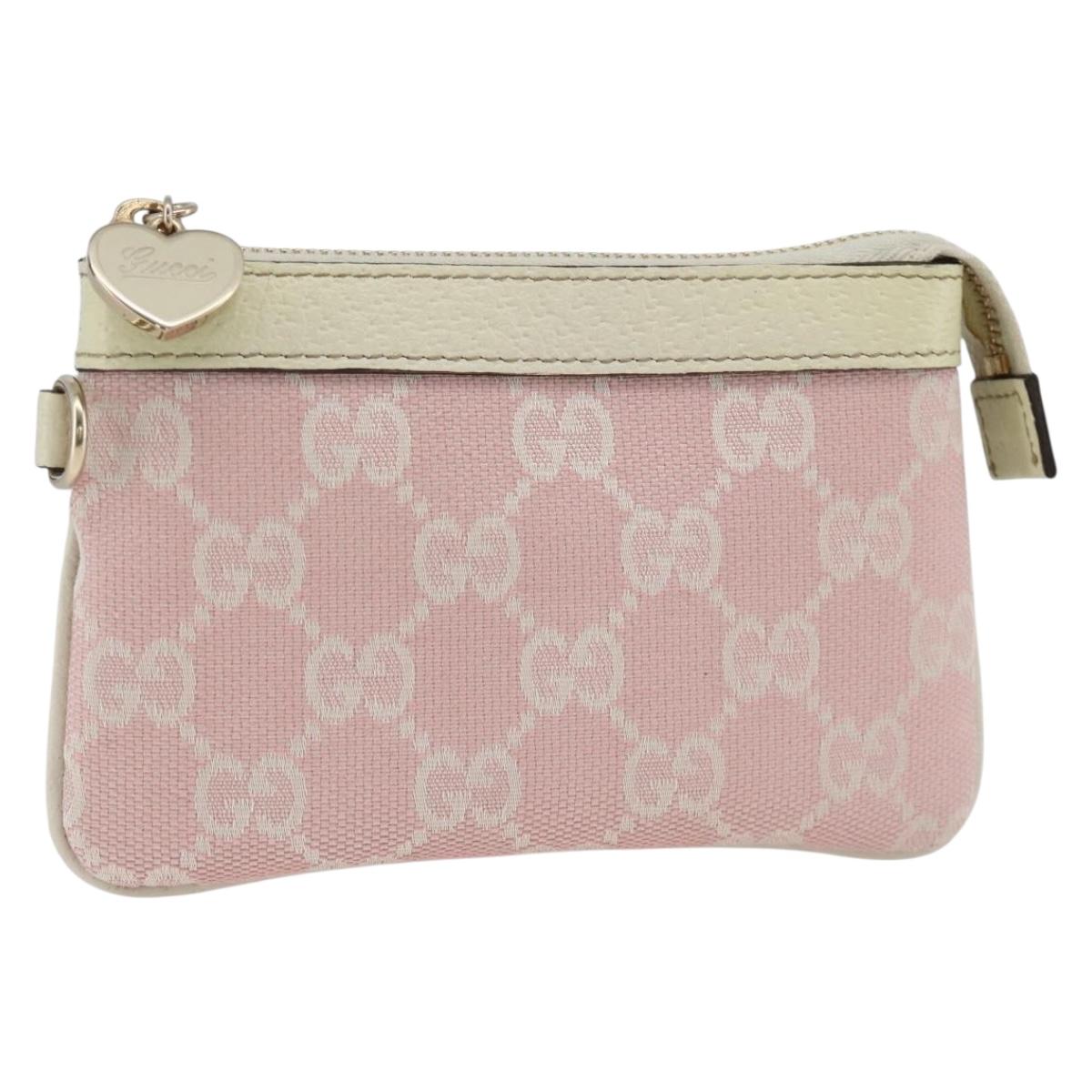GUCCI GG Canvas Pouch Pink Gold Auth BAZ875A
