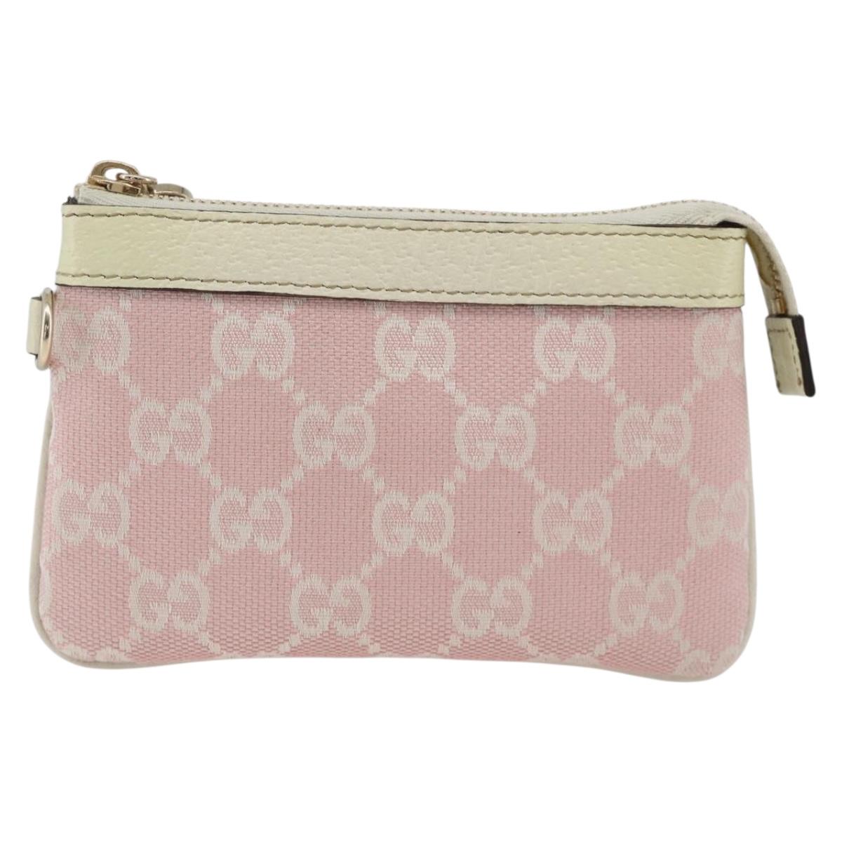 GUCCI GG Canvas Pouch Pink Gold Auth BAZ875A
