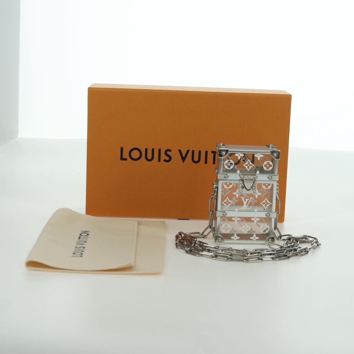 LOUIS VUITTON Trunk Box Pouch Bag metal Silver M00752 LV Auth BAZ882SAM