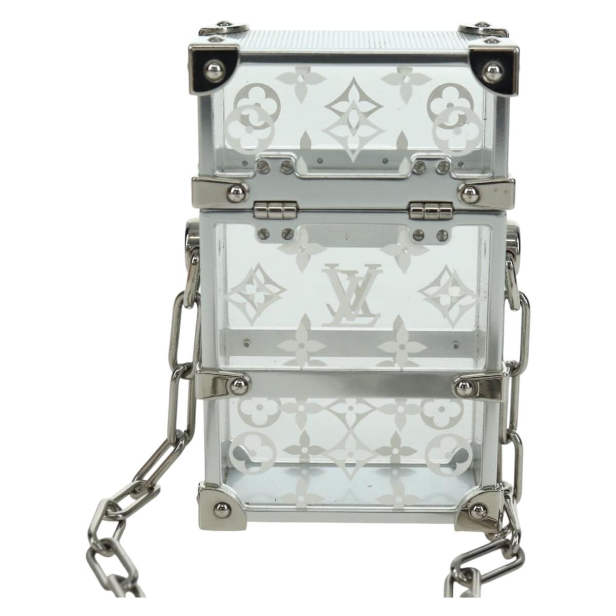 LOUIS VUITTON Trunk Box Pouch Bag metal Silver M00752 LV Auth BAZ882SAM