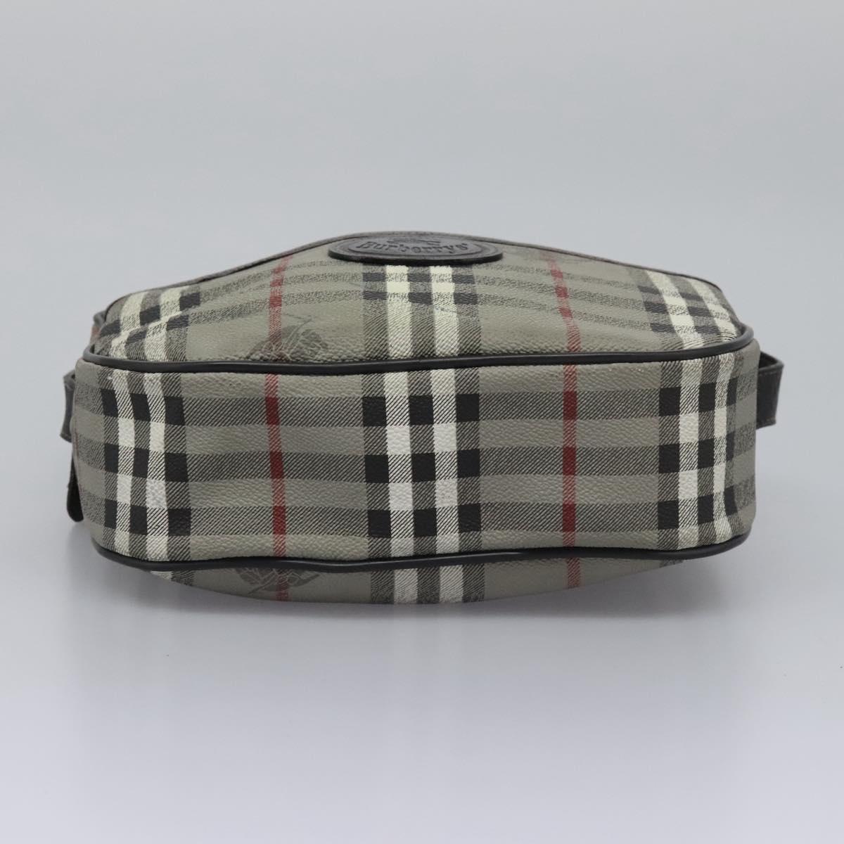 Burberrys Nova Check Shoulder Bag PVC Leather Gray Gold Auth BD032