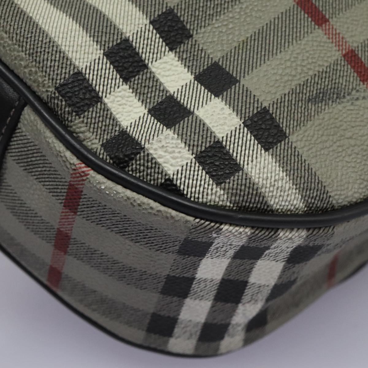 Burberrys Nova Check Shoulder Bag PVC Leather Gray Gold Auth BD032