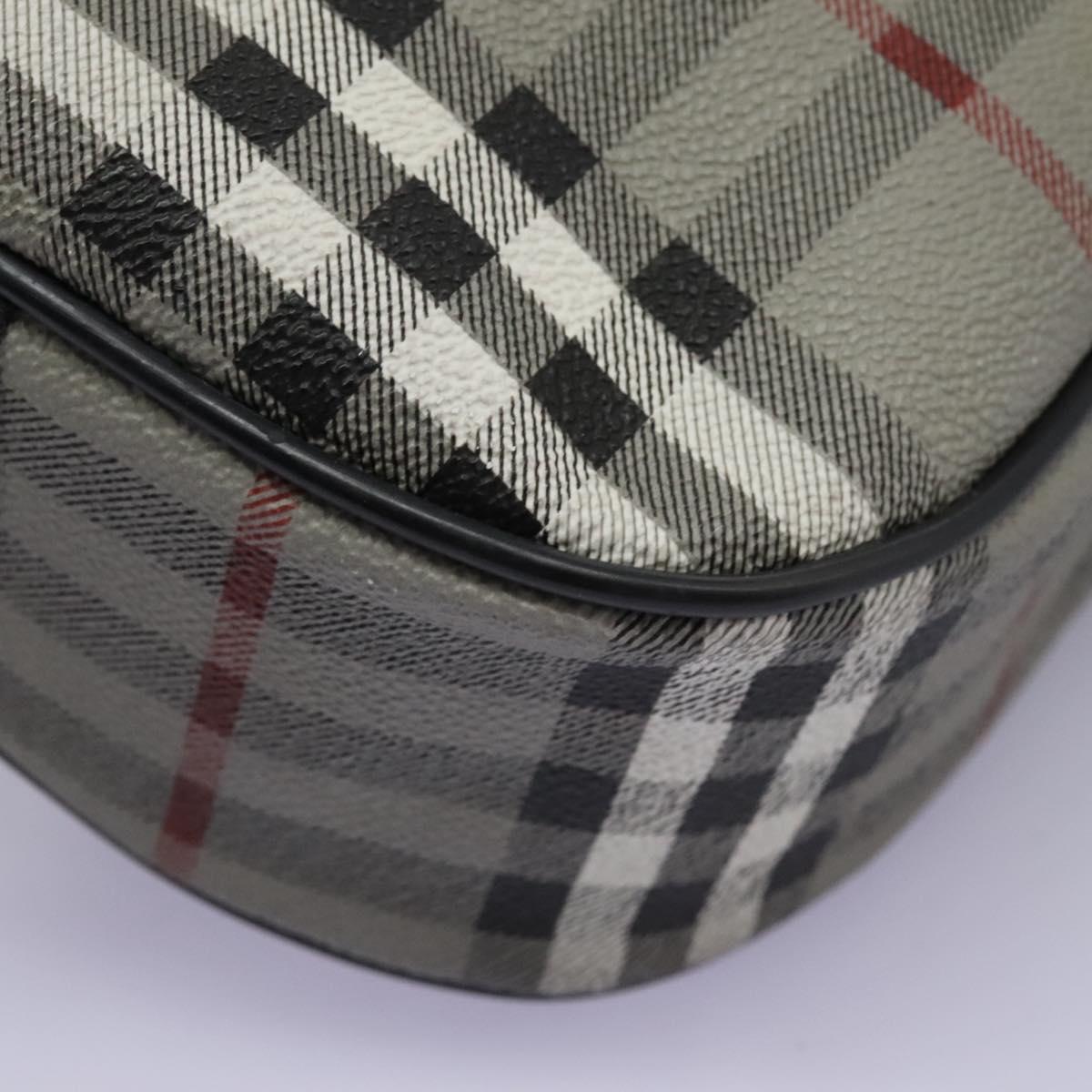 Burberrys Nova Check Shoulder Bag PVC Leather Gray Gold Auth BD032