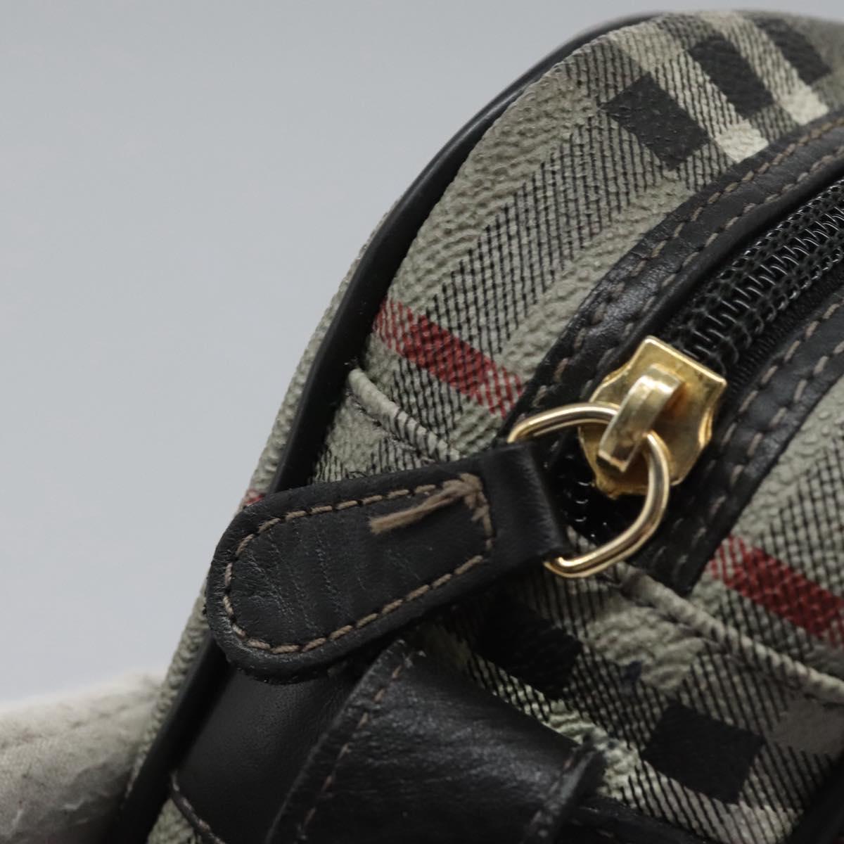 Burberrys Nova Check Shoulder Bag PVC Leather Gray Gold Auth BD032