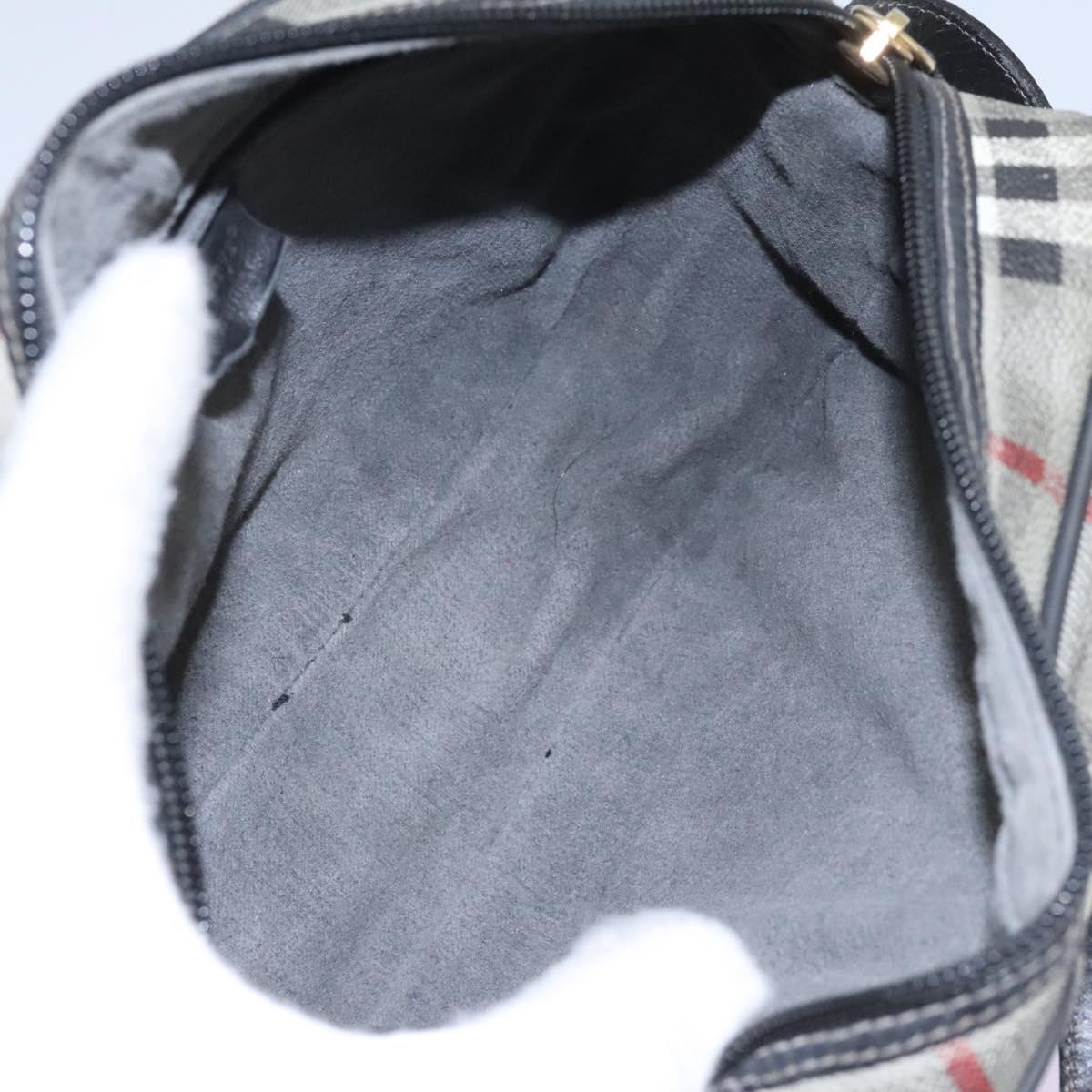 Burberrys Nova Check Shoulder Bag PVC Leather Gray Gold Auth BD032