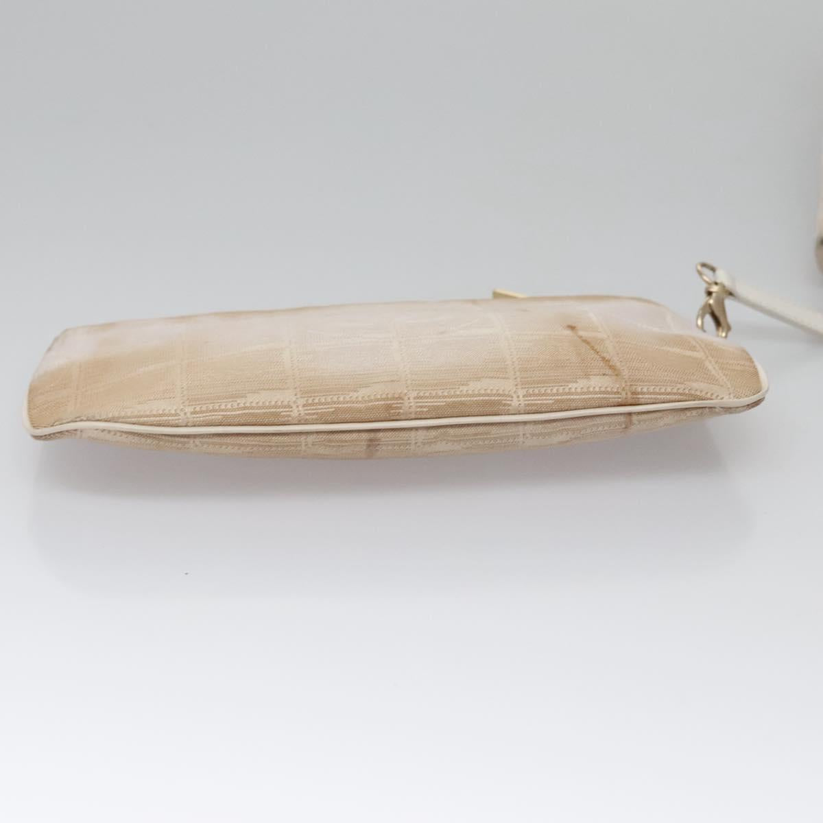 CHANEL New Travel Line Hand Bag Nylon Leather Pink White gold CC Auth BD049