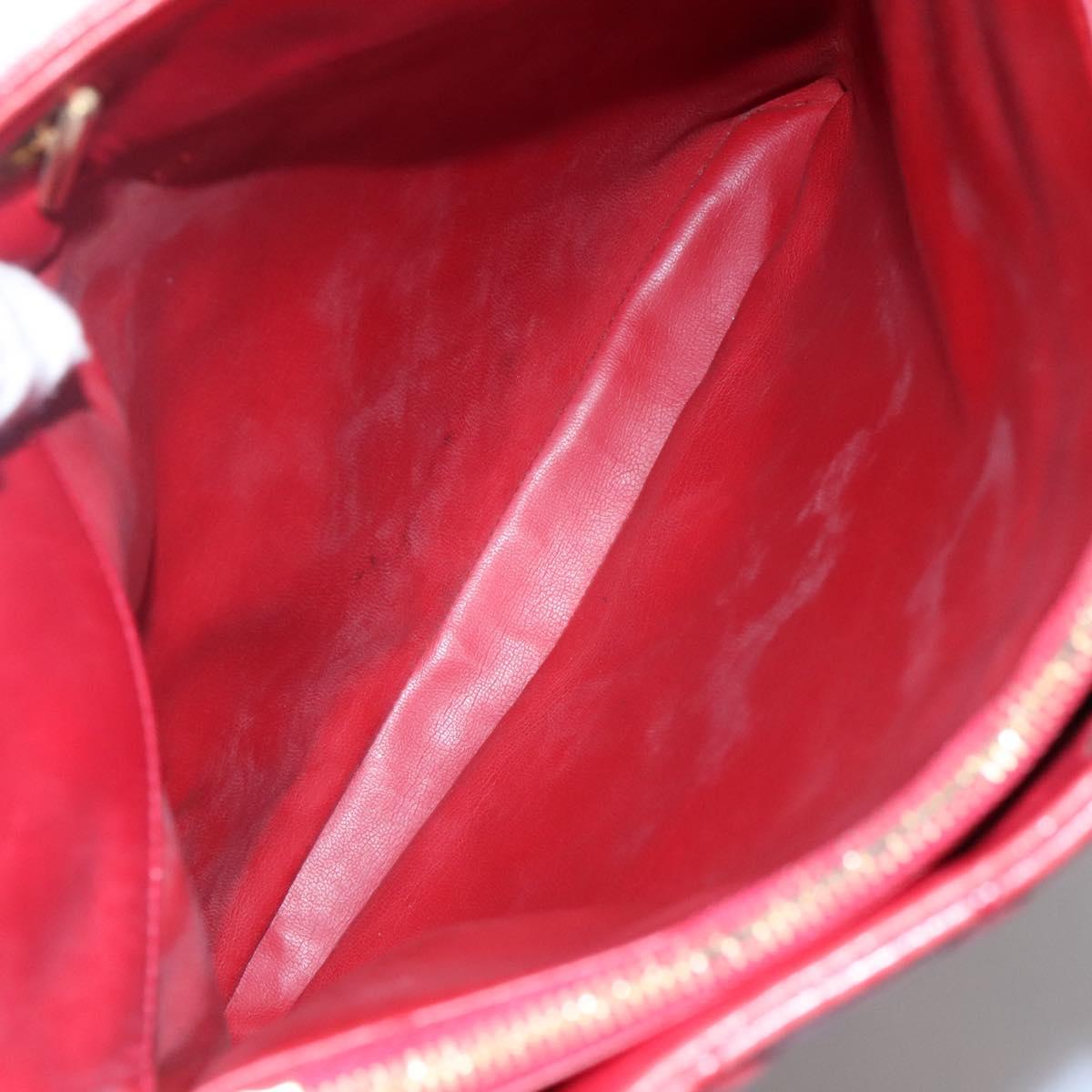 CHANEL Matelasse Hand Bag Lamb Skin Red Gold CC Auth BD051