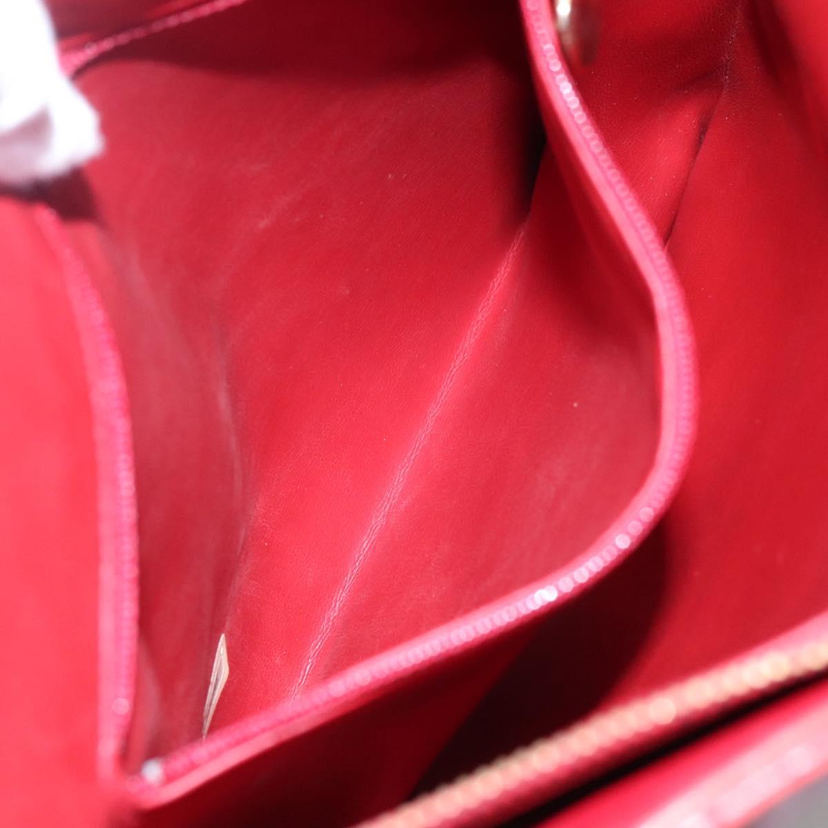 CHANEL Matelasse Hand Bag Lamb Skin Red Gold CC Auth BD051