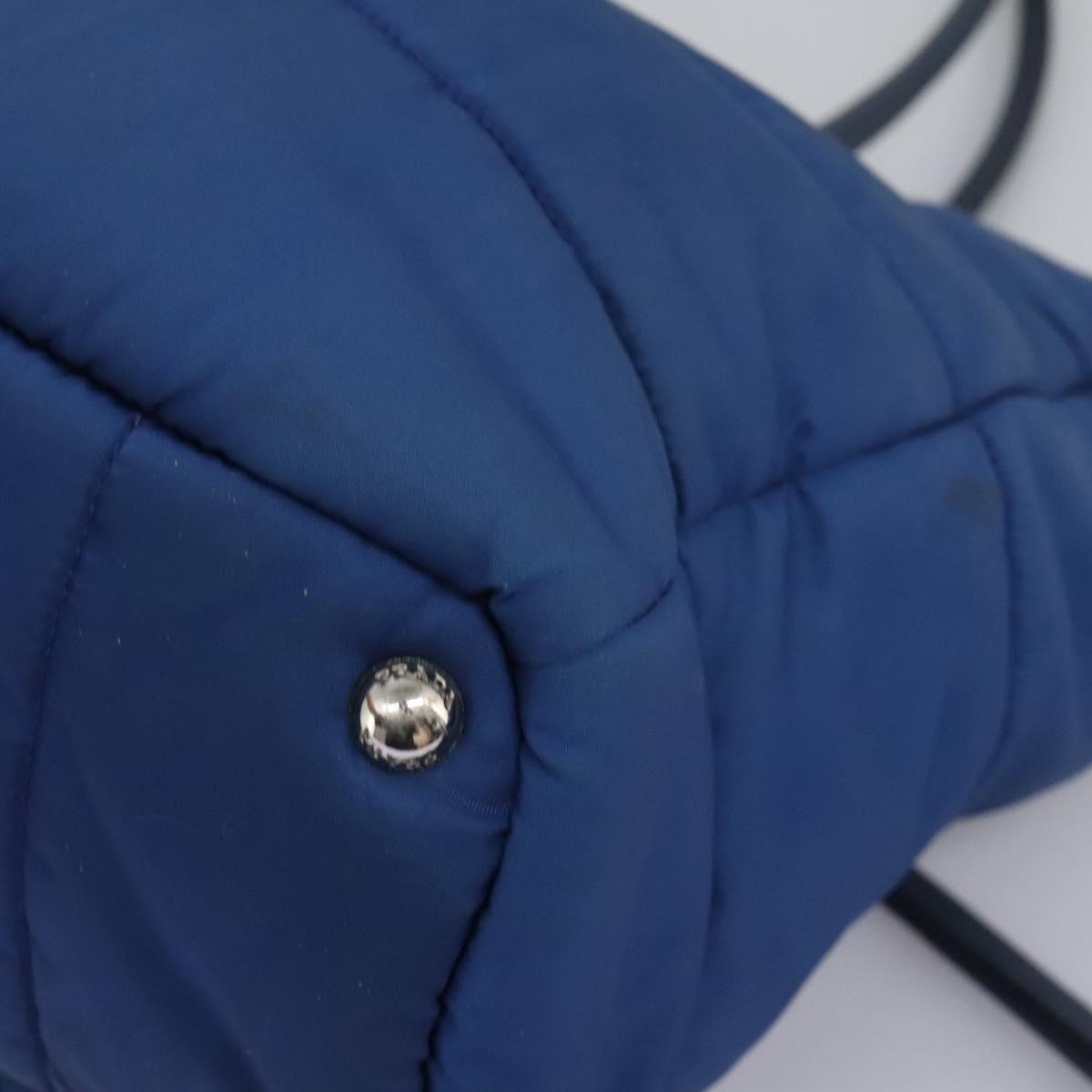 PRADA Hand Bag Nylon 2way Blue Silver Auth BD054