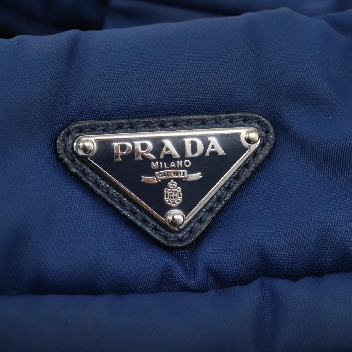 PRADA Hand Bag Nylon 2way Blue Silver Auth BD054