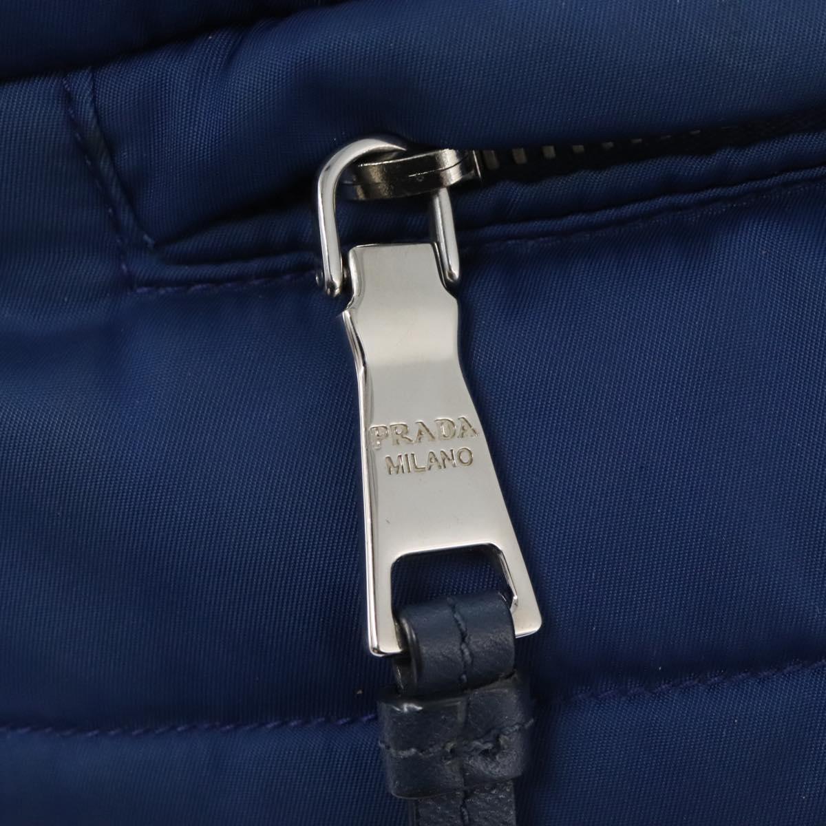 PRADA Hand Bag Nylon 2way Blue Silver Auth BD054