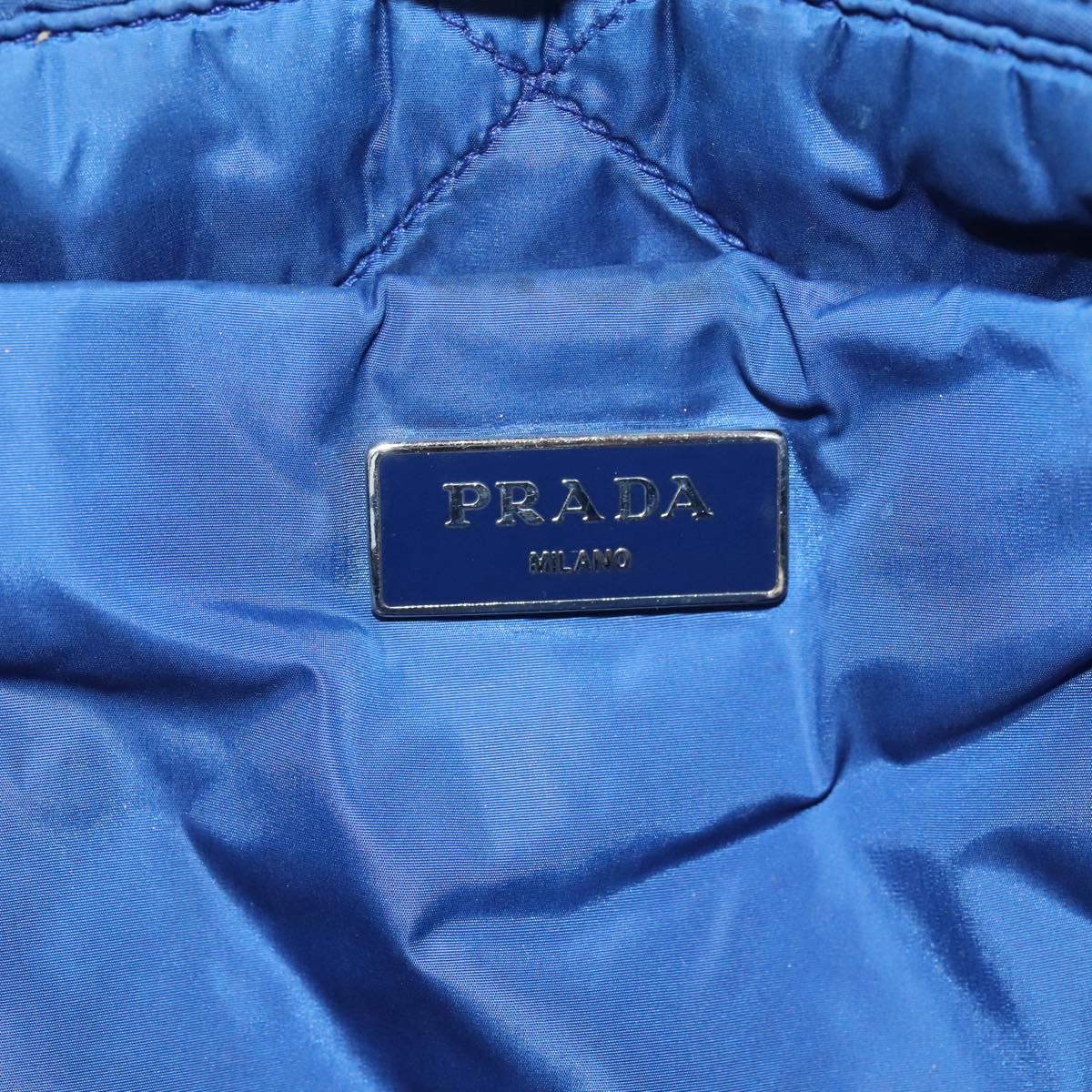 PRADA Hand Bag Nylon 2way Blue Silver Auth BD054