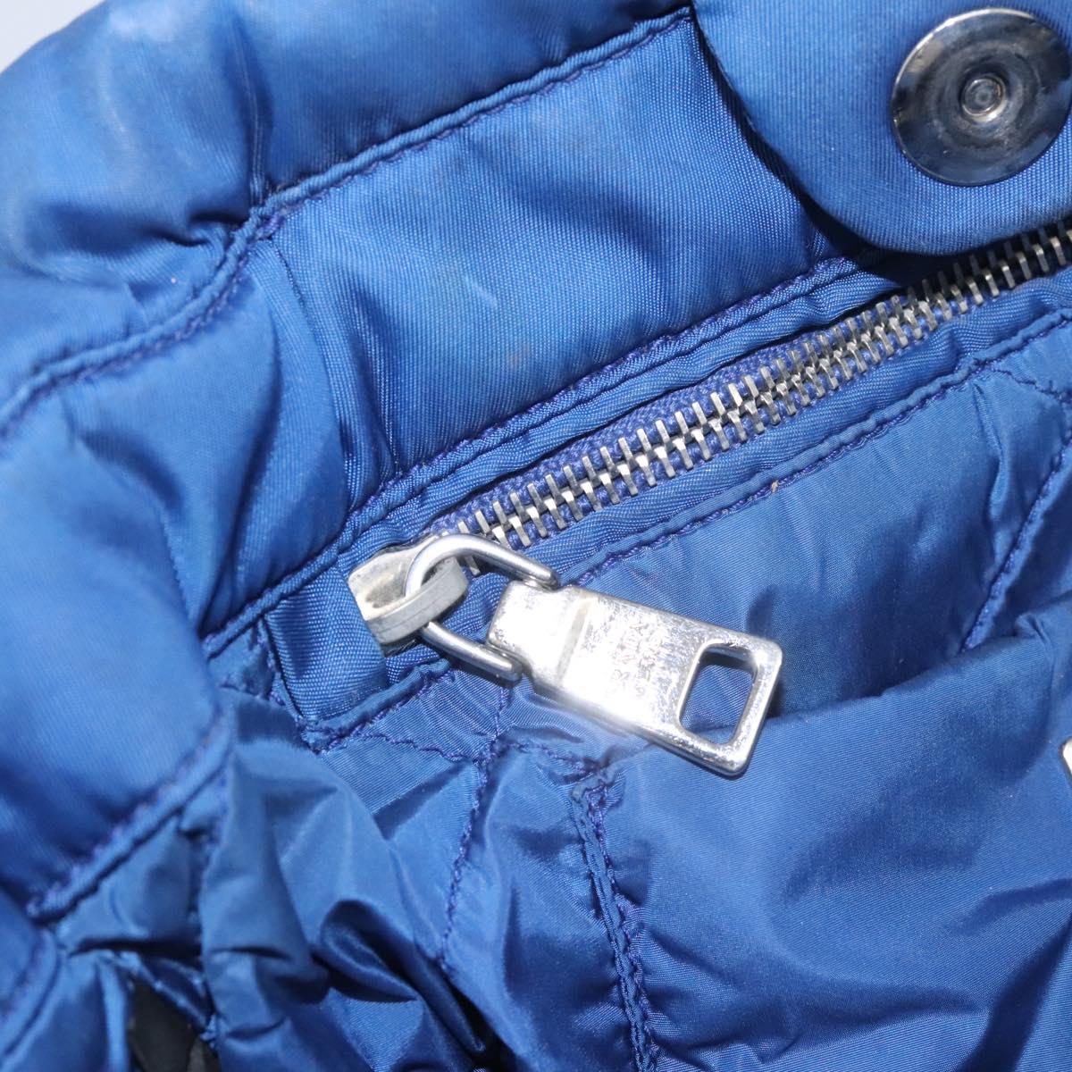 PRADA Hand Bag Nylon 2way Blue Silver Auth BD054