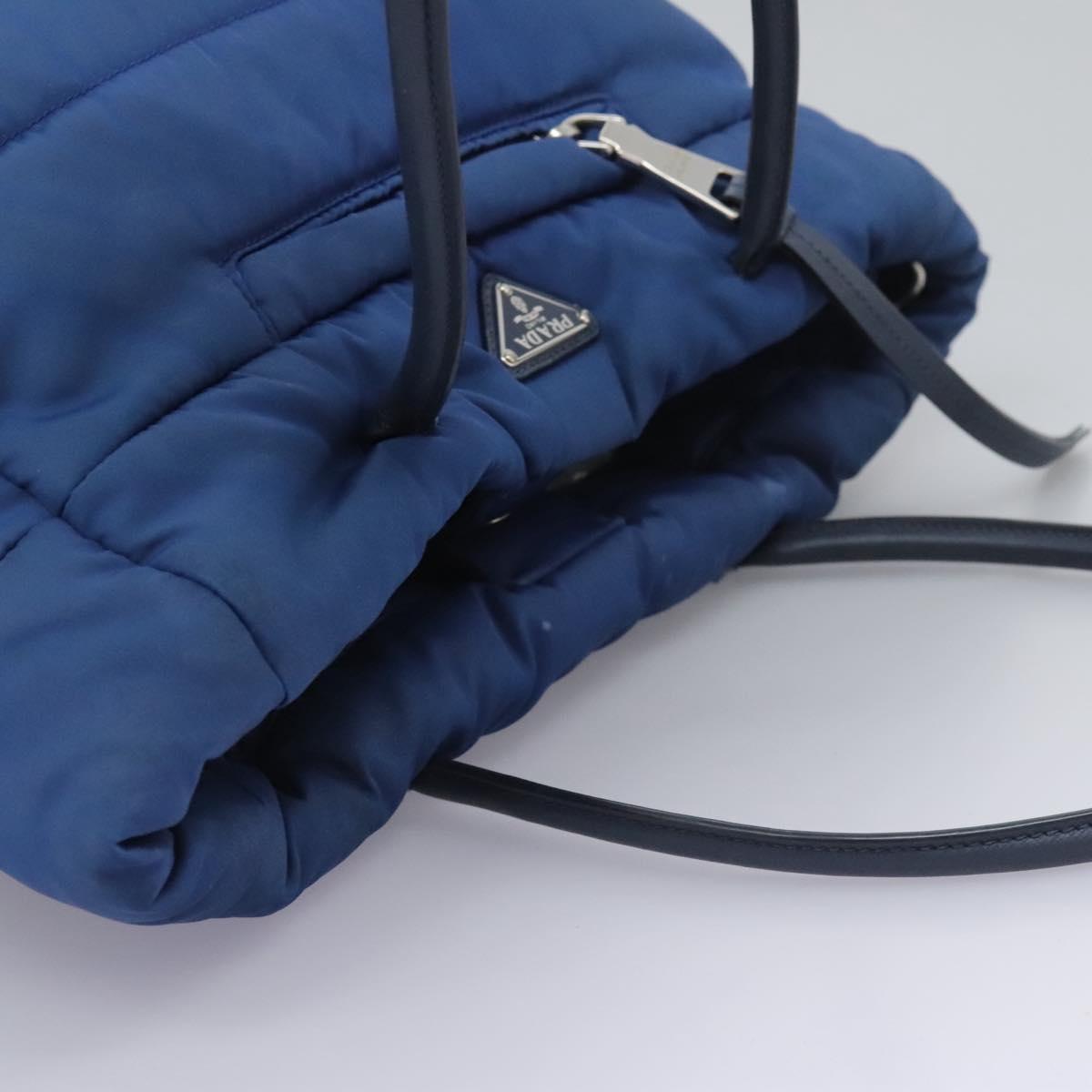 PRADA Hand Bag Nylon 2way Blue Silver Auth BD054